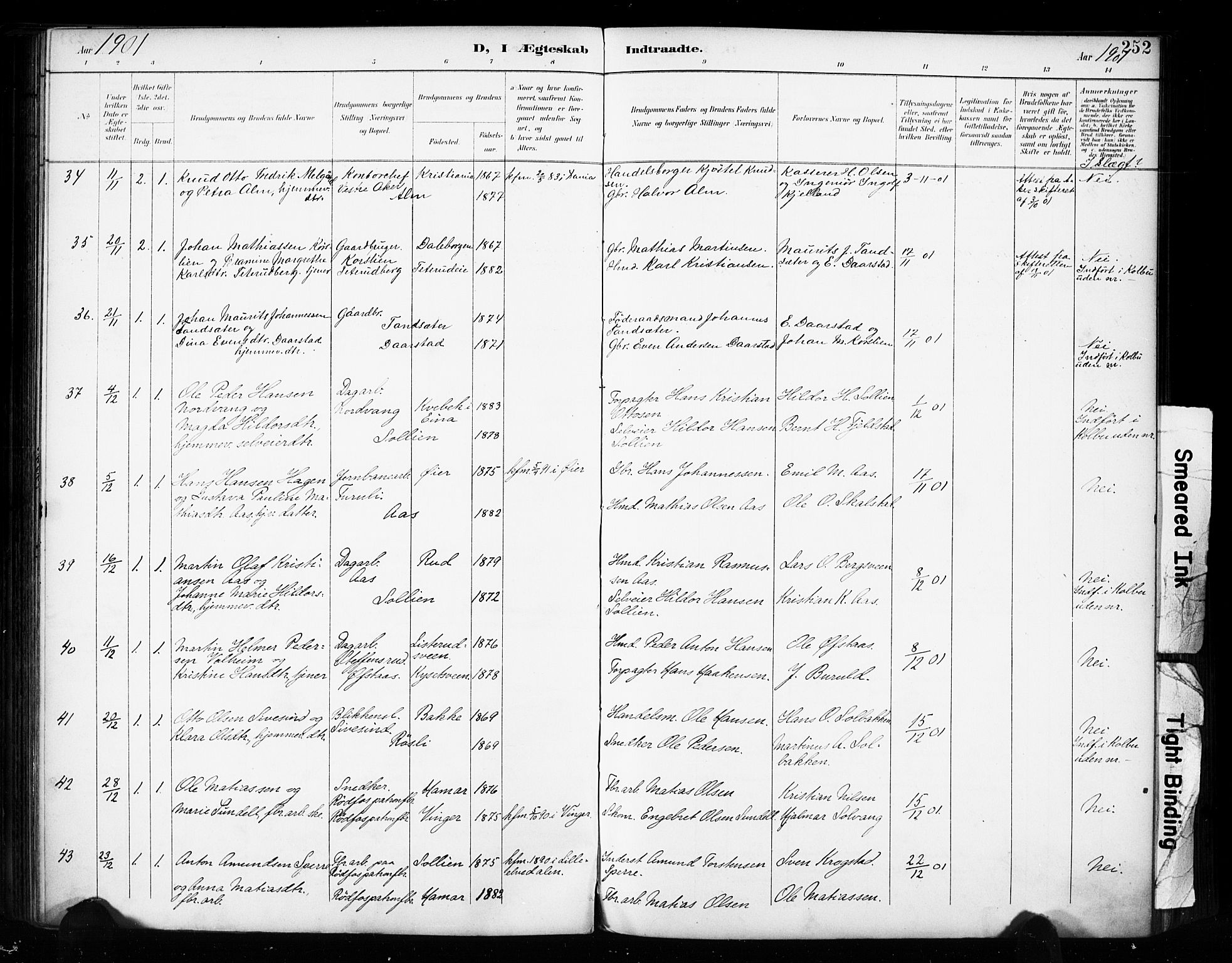 Vestre Toten prestekontor, AV/SAH-PREST-108/H/Ha/Haa/L0011: Parish register (official) no. 11, 1895-1906, p. 252