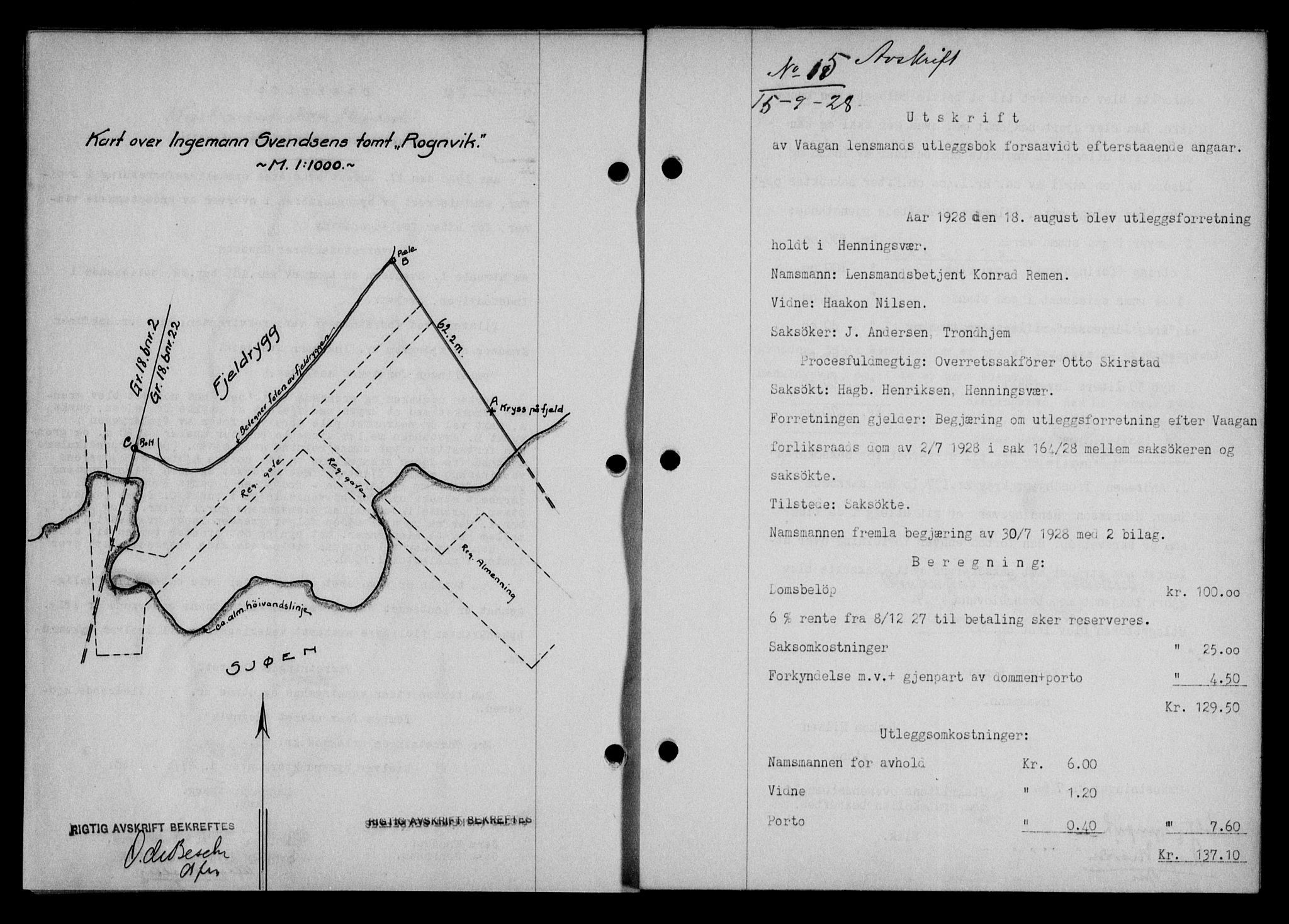 Lofoten sorenskriveri, SAT/A-0017/1/2/2C/L0018b: Mortgage book no. 18b, 1928-1928, Deed date: 15.09.1928