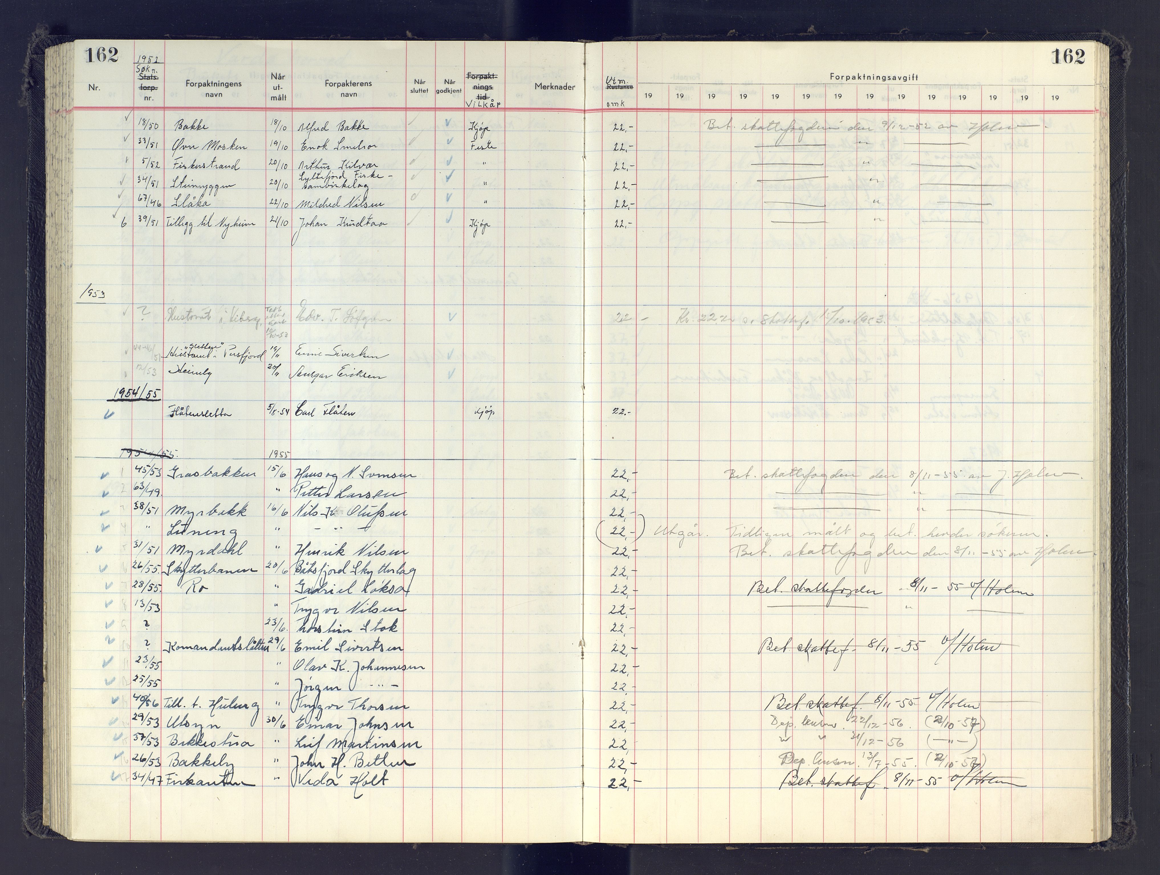 Finnmark jordsalgskommisjon/jordsalgskontor og Statskog SF Finnmark jordsalgskontor, AV/SATØ-S-1443/J/Jb/L0001: Protokoll for salg og forpaktning, 1948-1958, p. 162