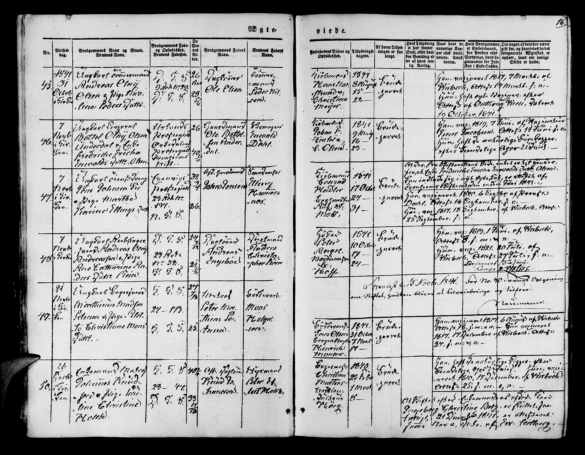 Korskirken sokneprestembete, AV/SAB-A-76101/H/Hab: Parish register (copy) no. D 1, 1840-1867, p. 16