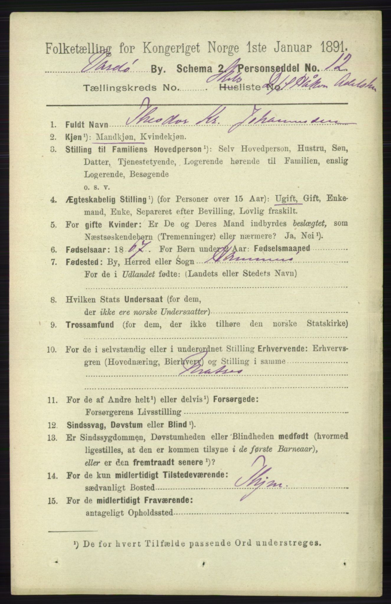 RA, 1891 census for 2002 Vardø, 1891, p. 2750