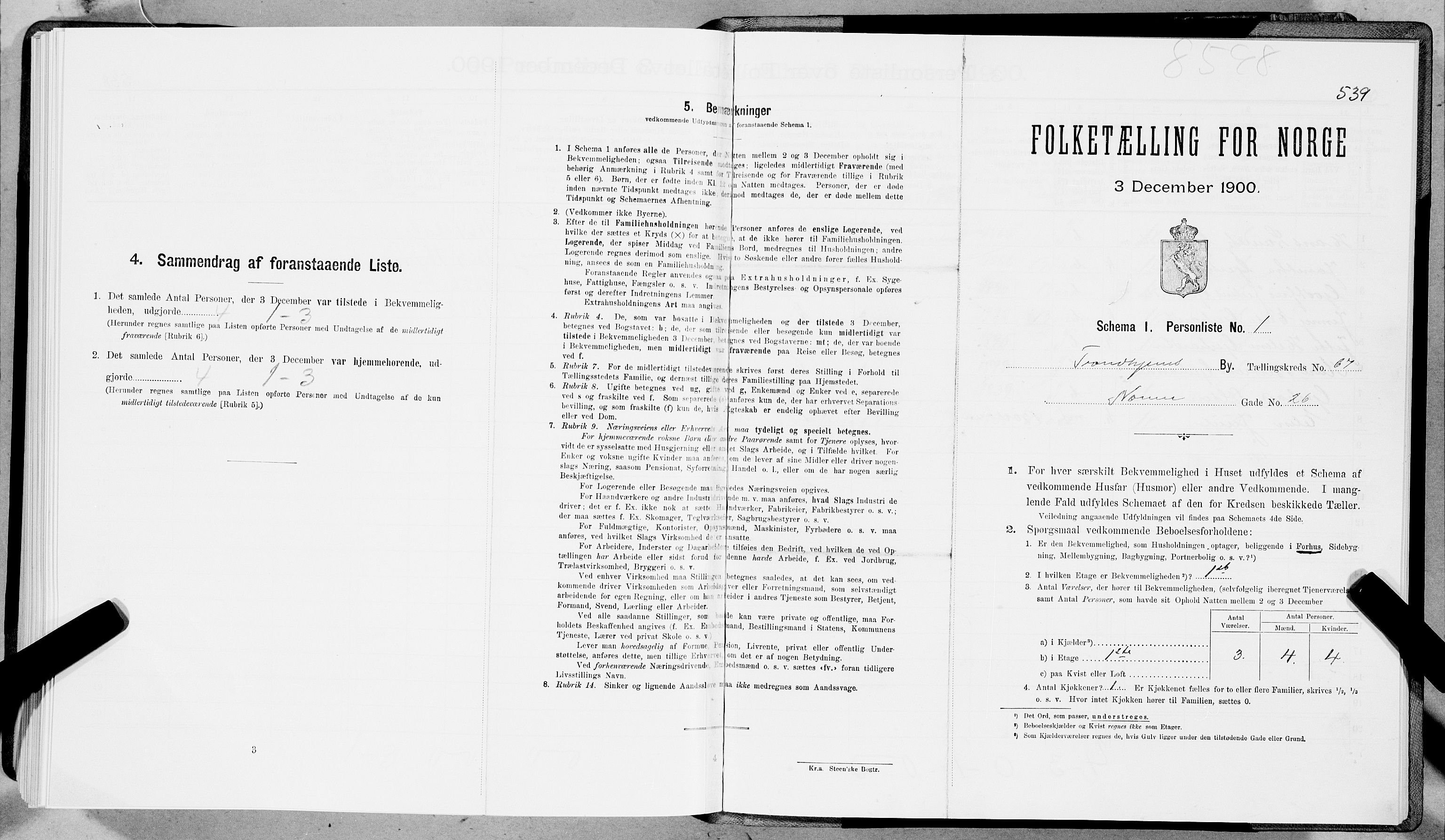 SAT, 1900 census for Trondheim, 1900, p. 12312