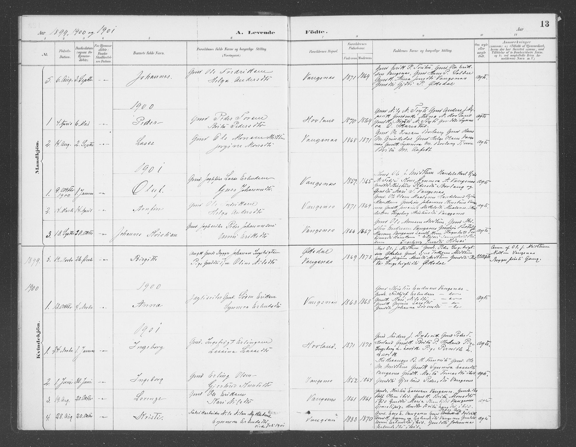 Balestrand sokneprestembete, SAB/A-79601/H/Haa/Haae/L0001: Parish register (official) no. E  1, 1889-1909, p. 13
