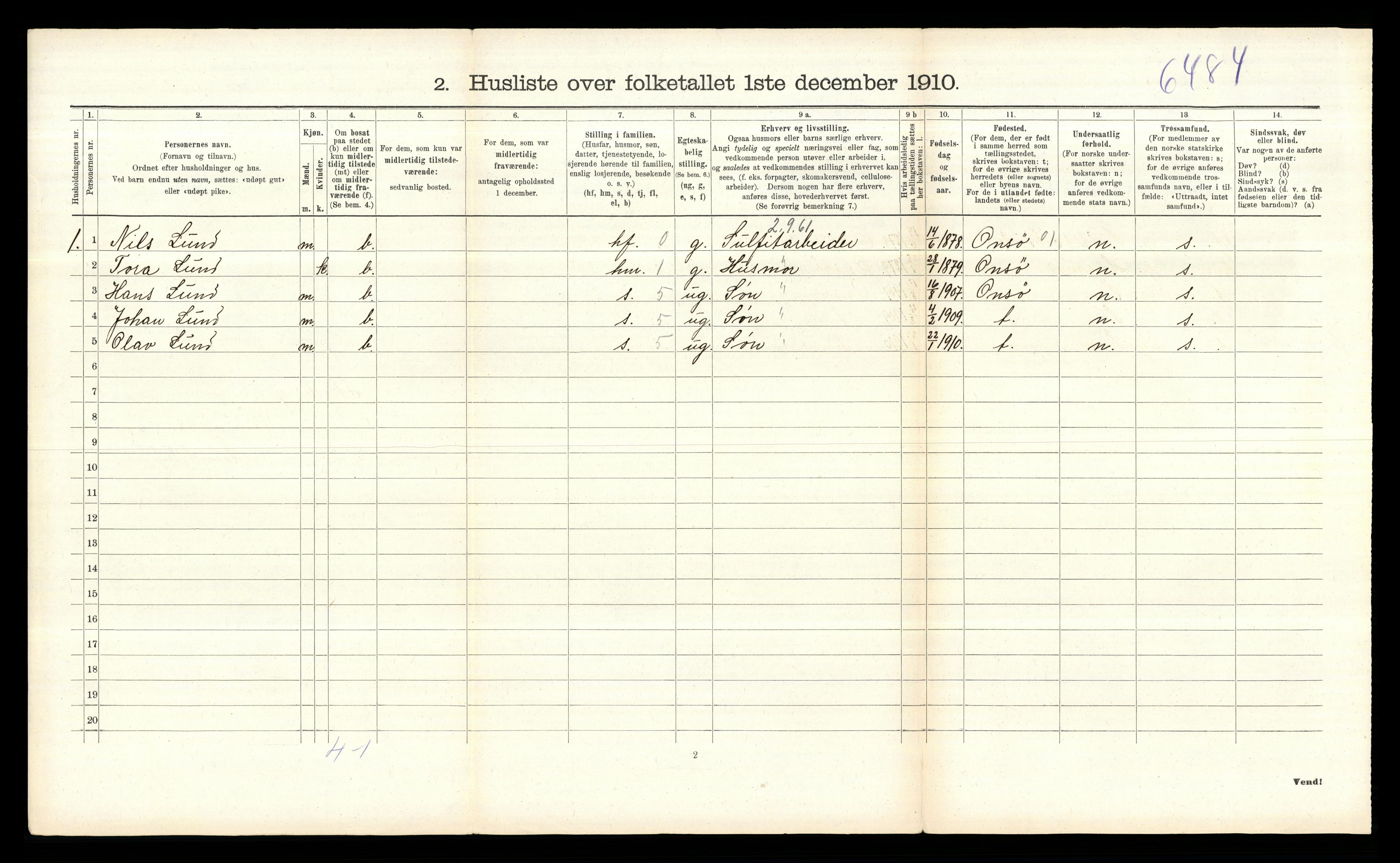 RA, 1910 census for Skjeberg, 1910, p. 371