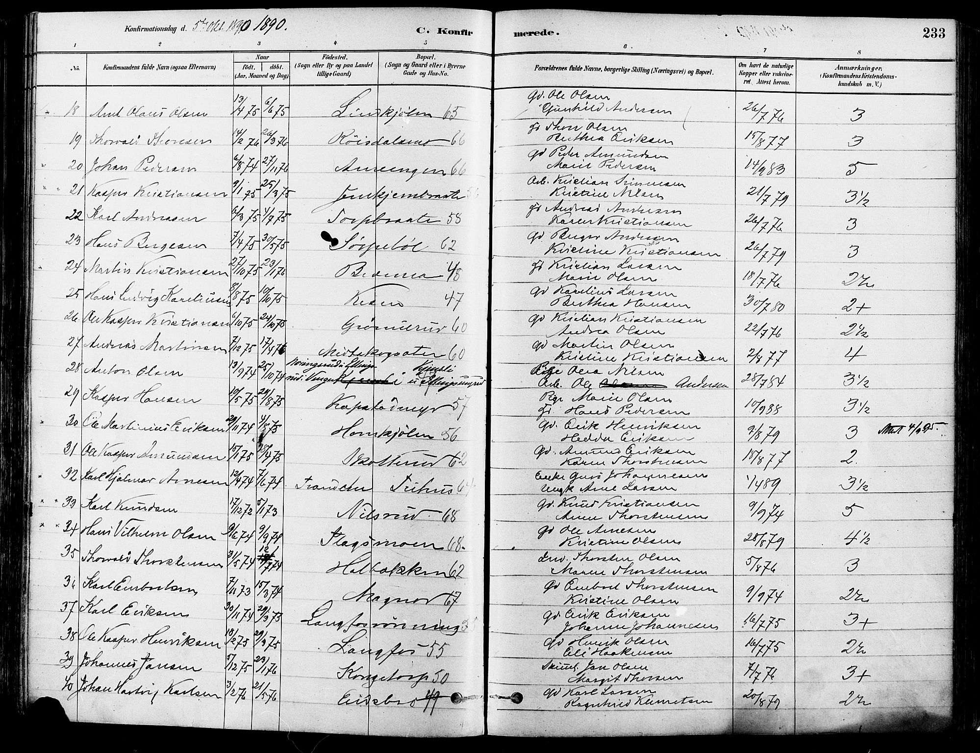 Eidskog prestekontor, SAH/PREST-026/H/Ha/Haa/L0003: Parish register (official) no. 3, 1879-1892, p. 233