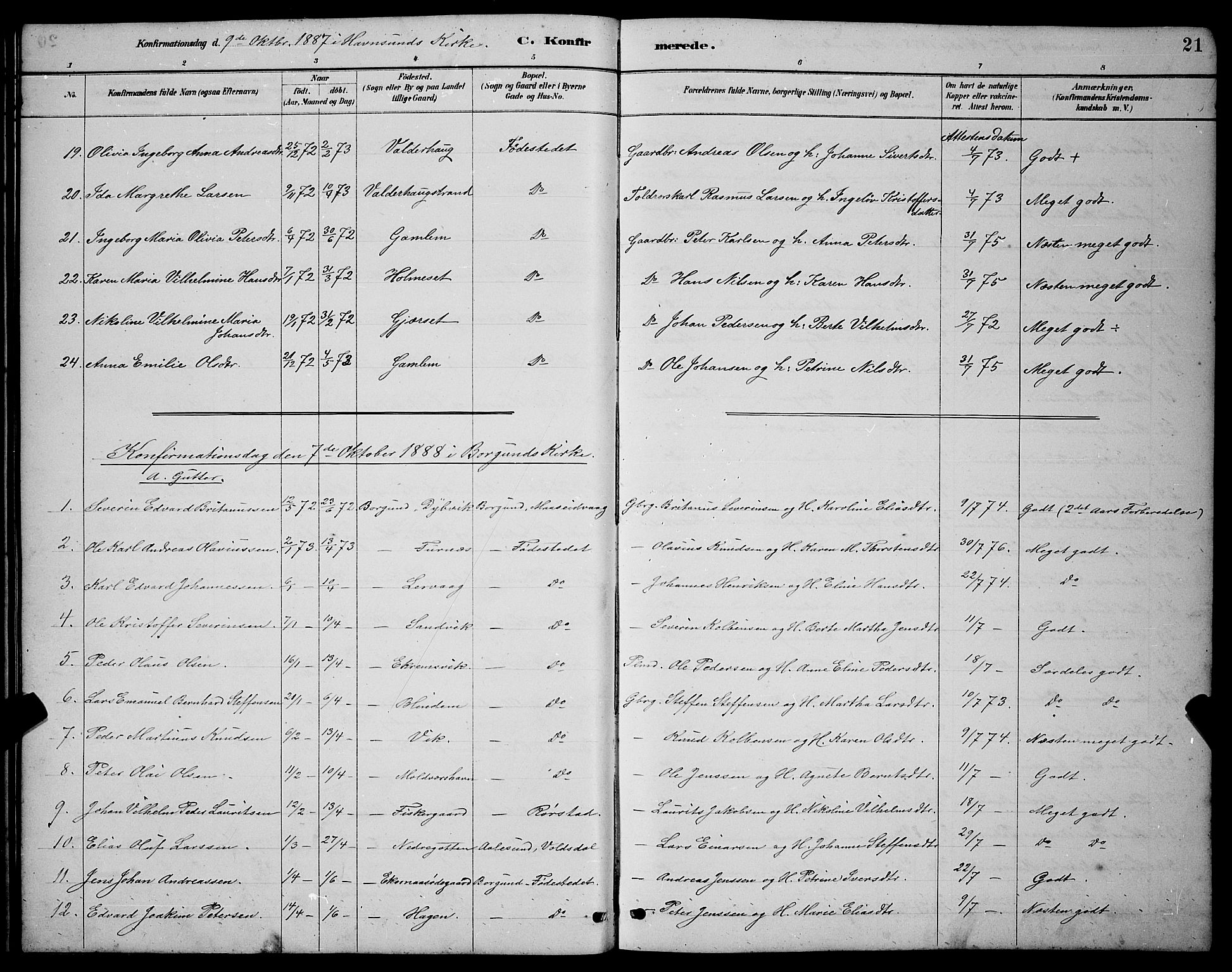 Ministerialprotokoller, klokkerbøker og fødselsregistre - Møre og Romsdal, AV/SAT-A-1454/528/L0430: Parish register (copy) no. 528C11, 1884-1899, p. 21