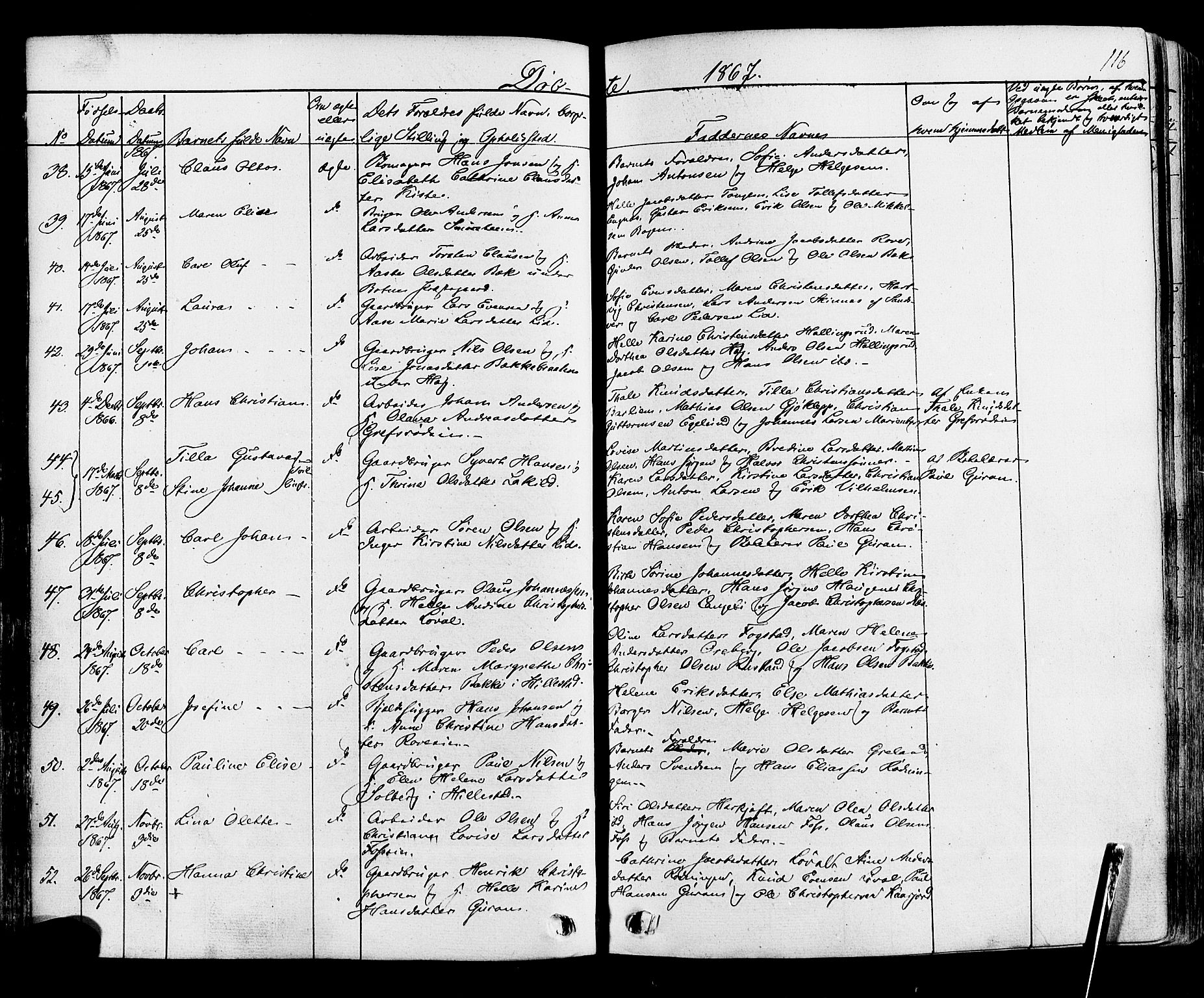 Botne kirkebøker, SAKO/A-340/F/Fa/L0006: Parish register (official) no. I 6, 1836-1877, p. 116