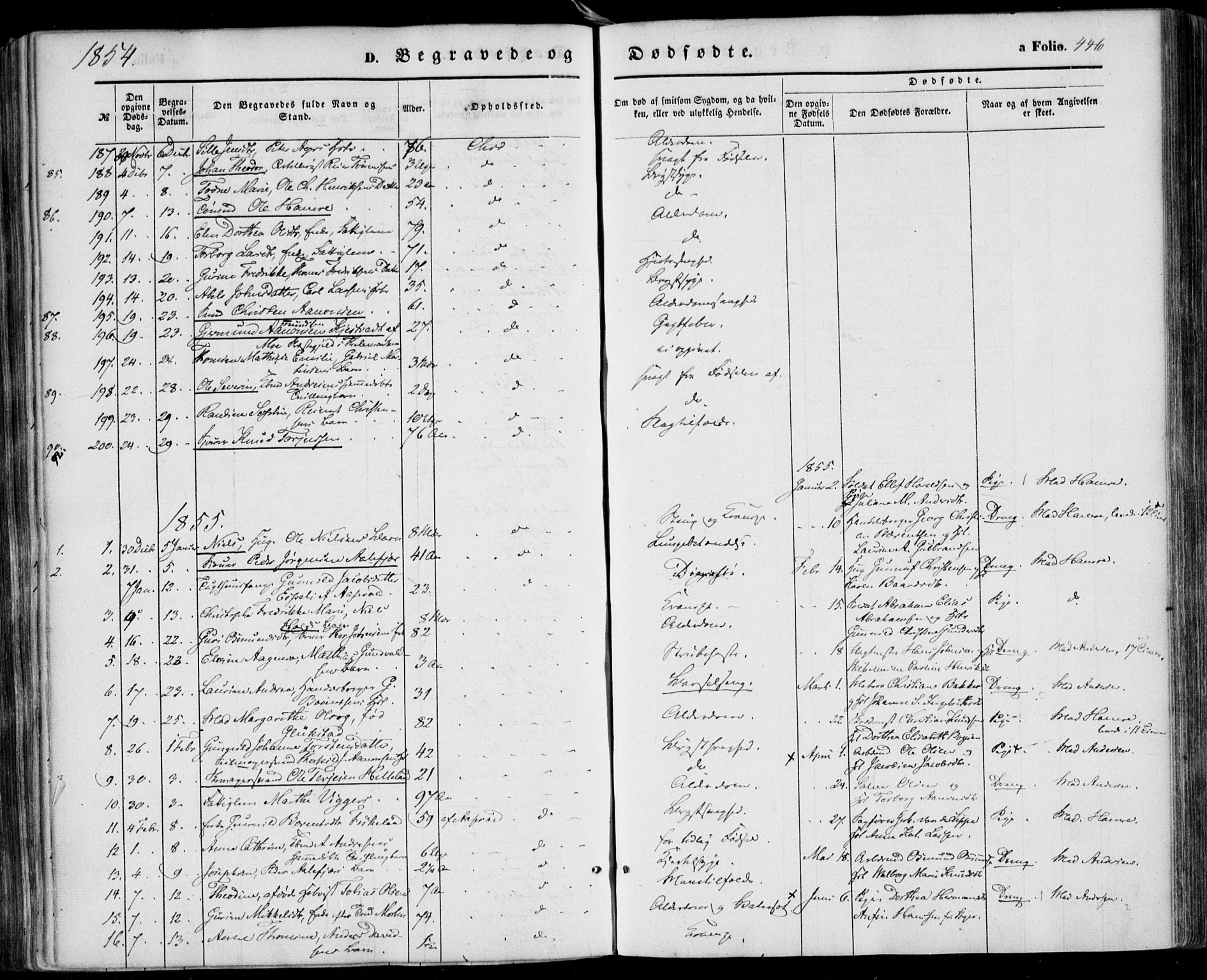 Kristiansand domprosti, SAK/1112-0006/F/Fa/L0014: Parish register (official) no. A 14, 1852-1867, p. 446