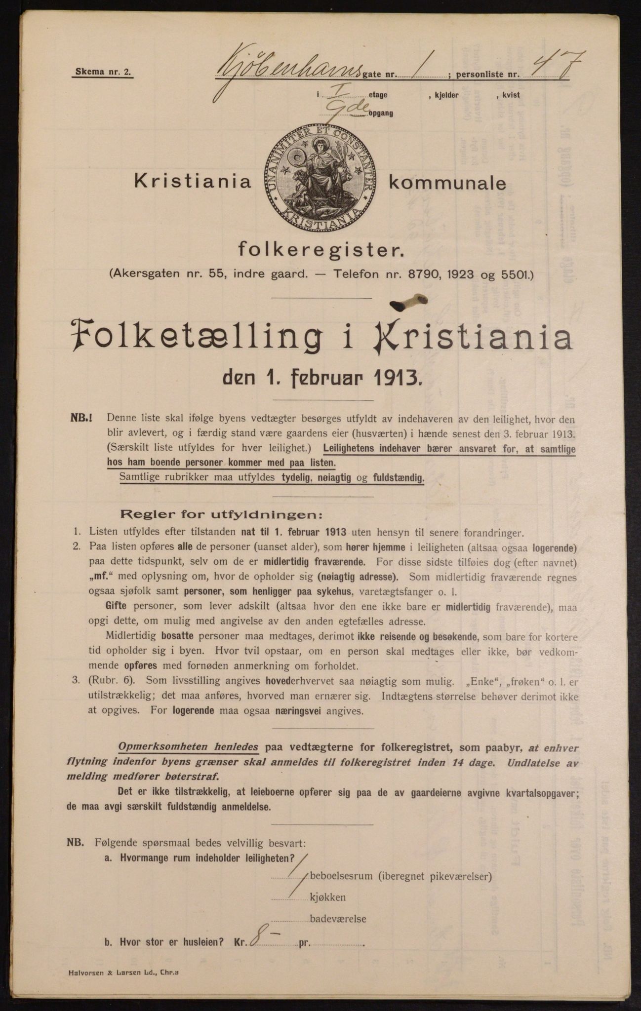 OBA, Municipal Census 1913 for Kristiania, 1913, p. 54730