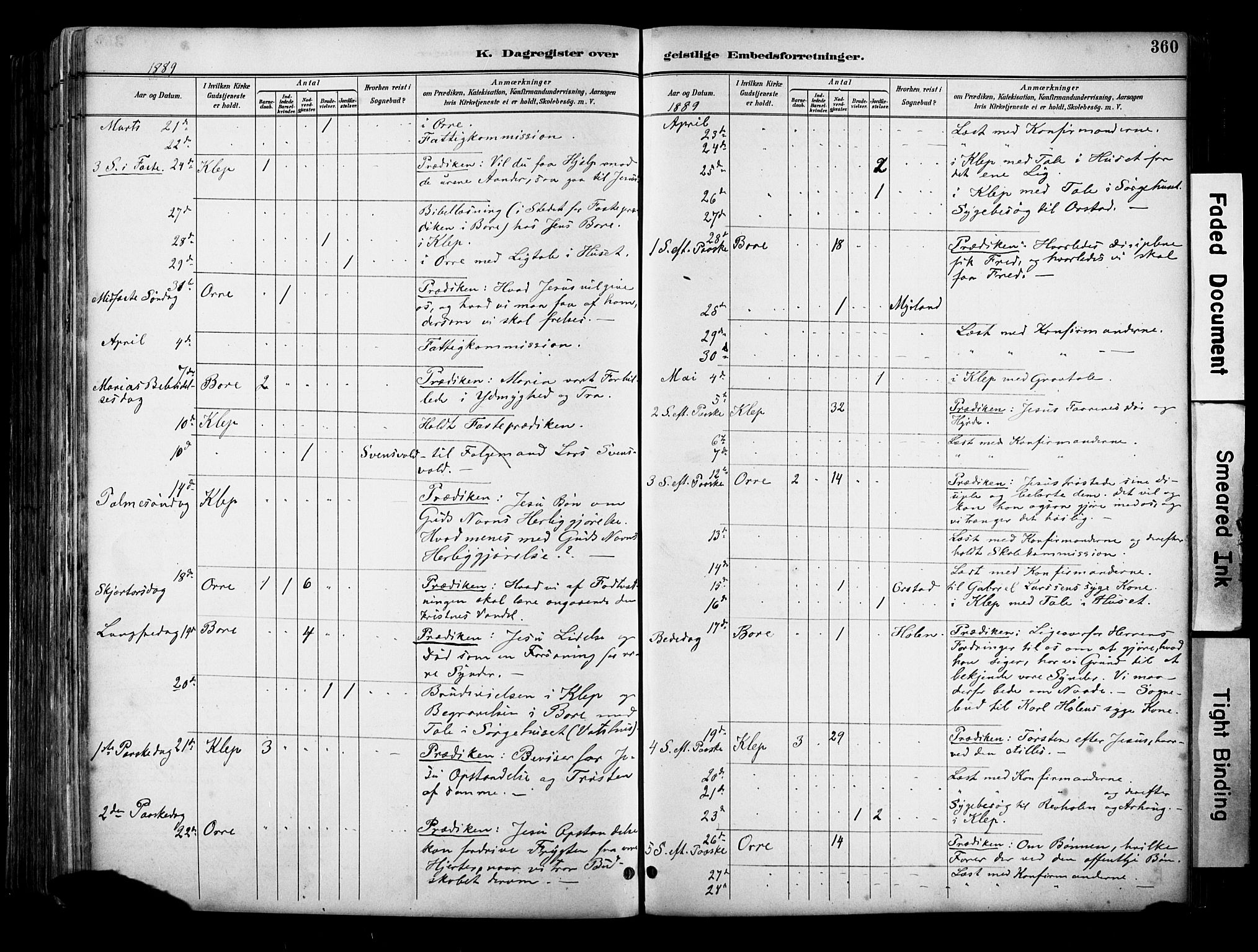 Klepp sokneprestkontor, SAST/A-101803/001/3/30BA/L0009: Parish register (official) no. A 7, 1886-1915, p. 360