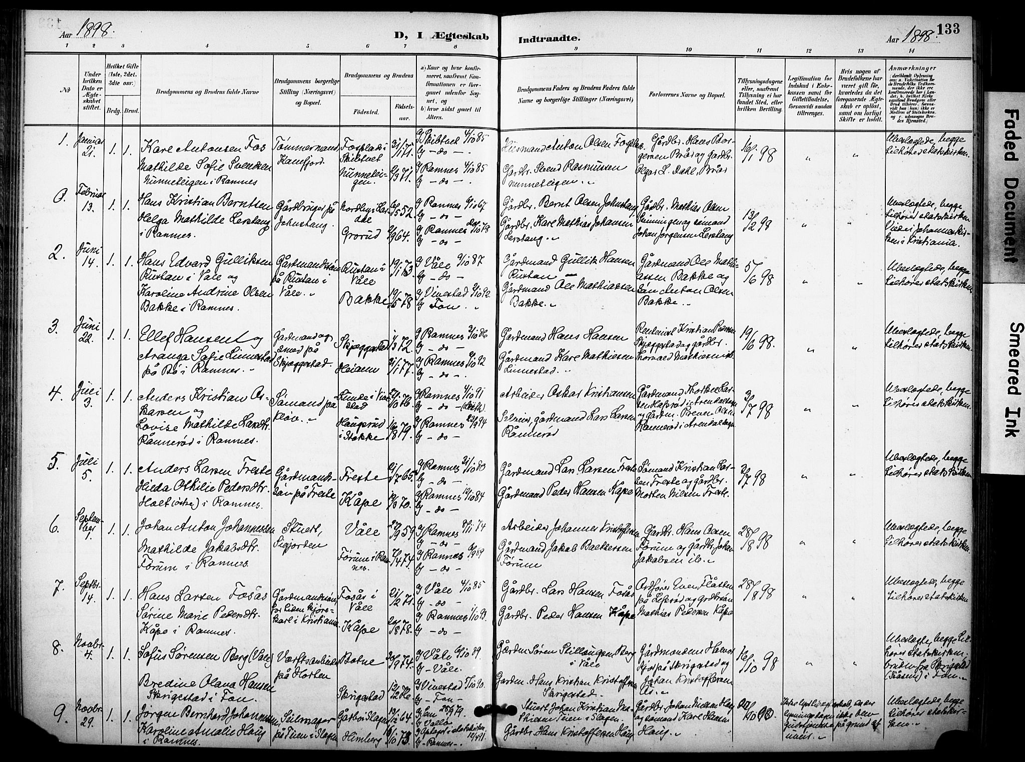 Ramnes kirkebøker, SAKO/A-314/F/Fa/L0008: Parish register (official) no. I 8, 1896-1913, p. 133