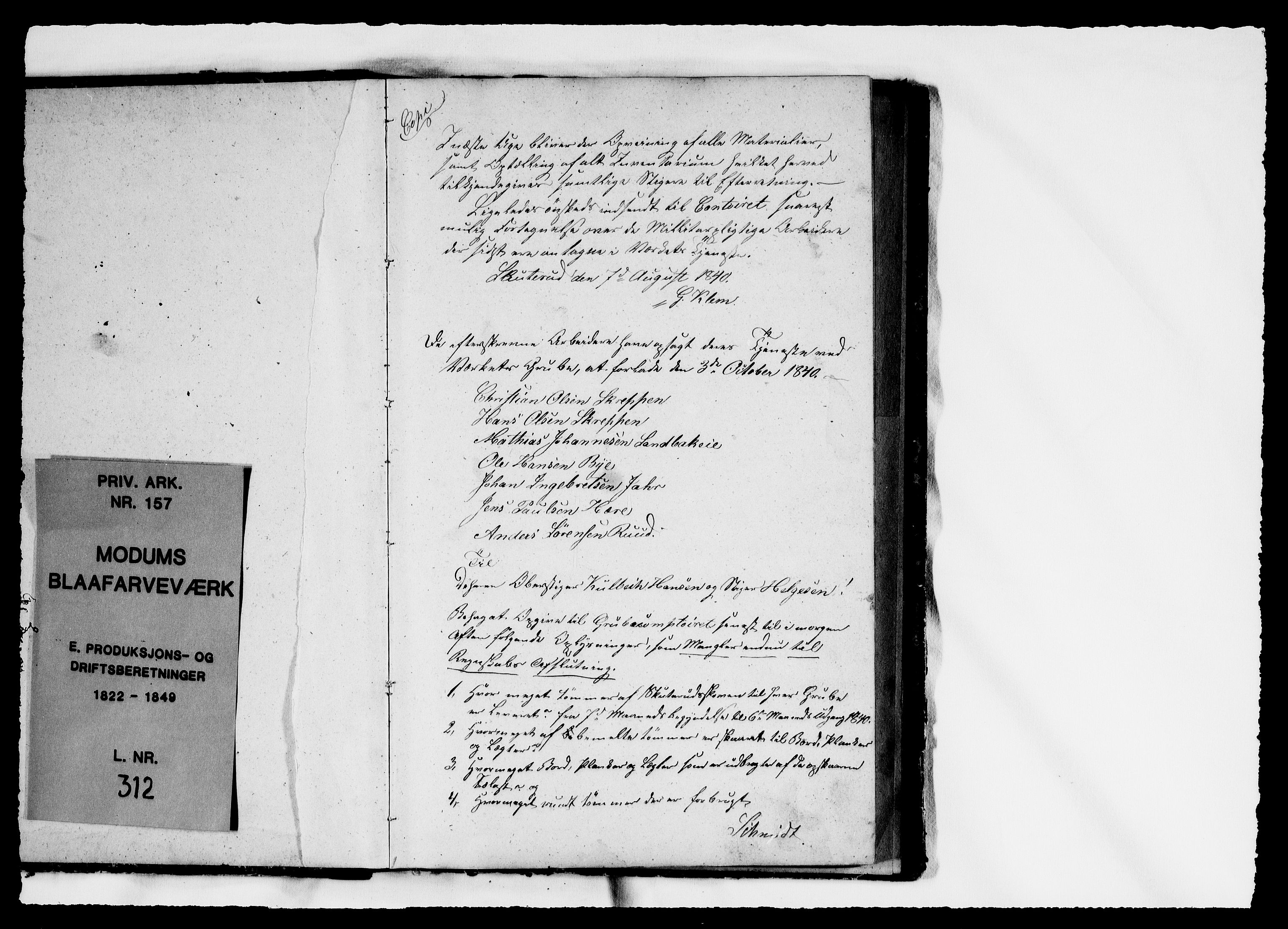 Modums Blaafarveværk, AV/RA-PA-0157/G/Ge/L0312/0001: -- / Journal for Nordgruberne, 1840-1844, p. 4