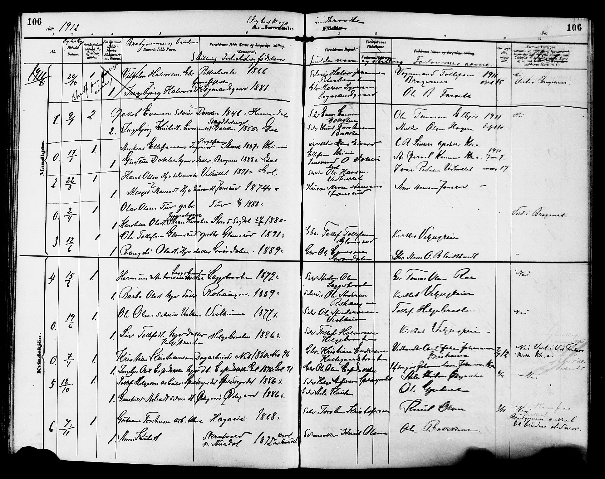 Gol kirkebøker, SAKO/A-226/G/Ga/L0003: Parish register (copy) no. I 3, 1887-1914, p. 106
