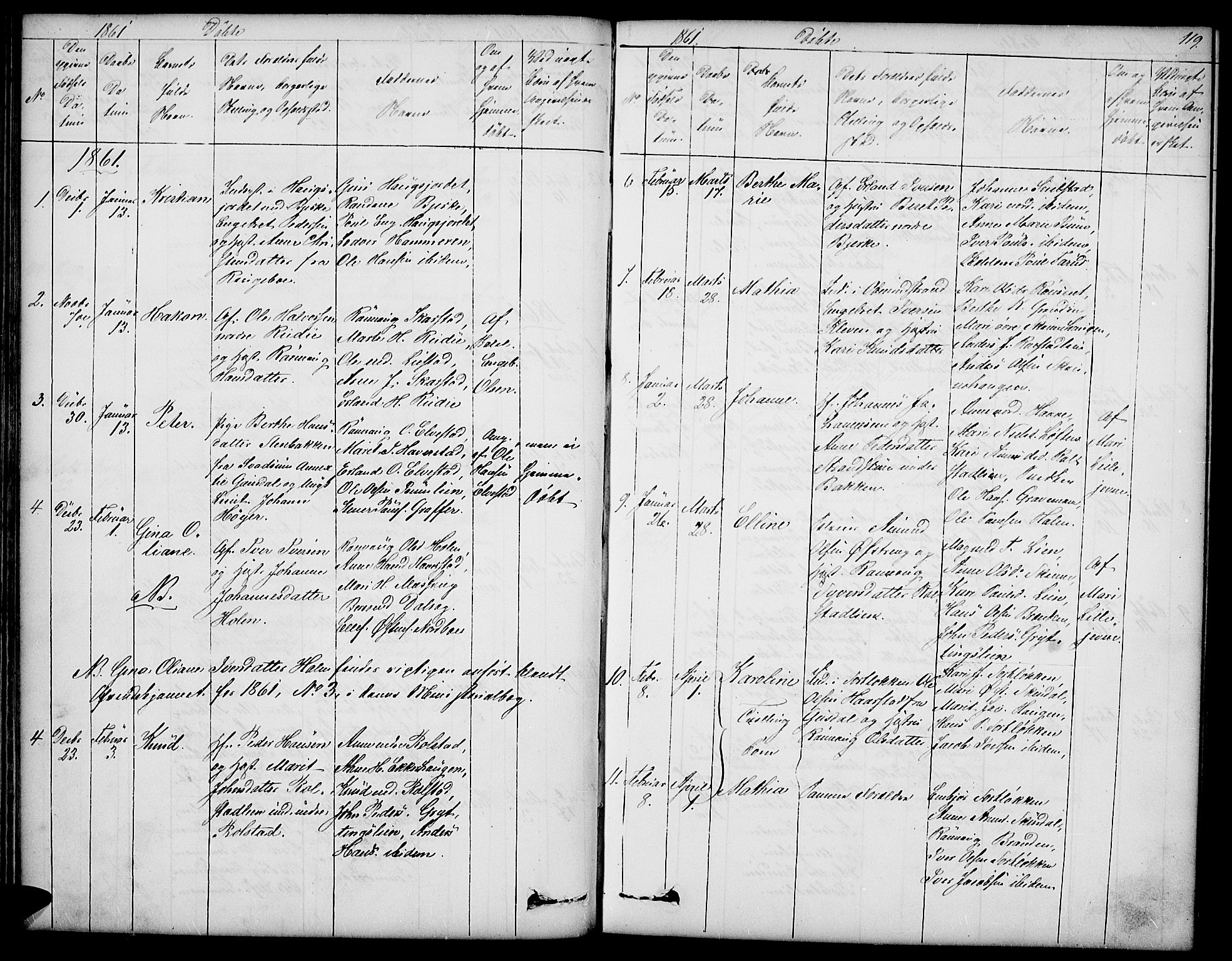 Sør-Fron prestekontor, SAH/PREST-010/H/Ha/Hab/L0001: Parish register (copy) no. 1, 1844-1863, p. 119
