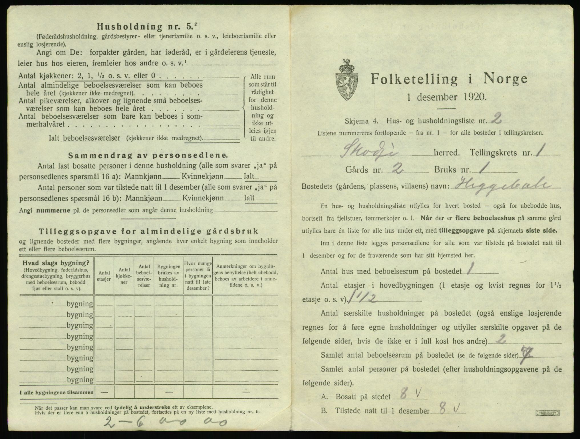 SAT, 1920 census for Skodje, 1920, p. 45