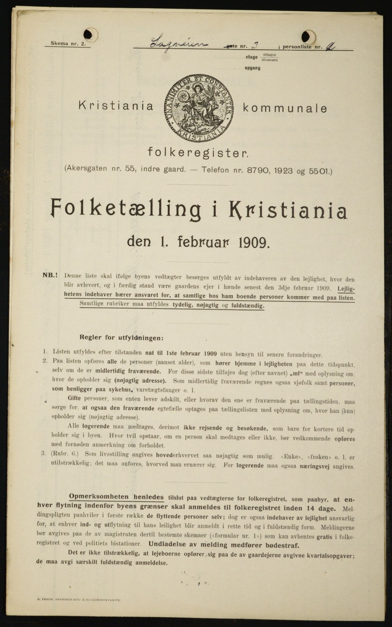 OBA, Municipal Census 1909 for Kristiania, 1909, p. 78586