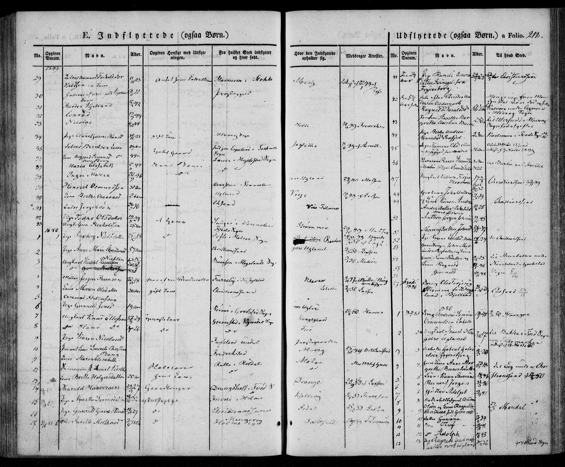 Oddernes sokneprestkontor, SAK/1111-0033/F/Fa/Faa/L0006: Parish register (official) no. A 6, 1838-1851, p. 212