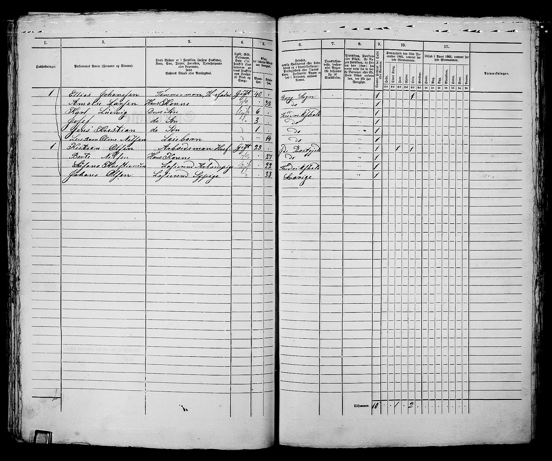 RA, 1865 census for Fredrikshald, 1865, p. 959