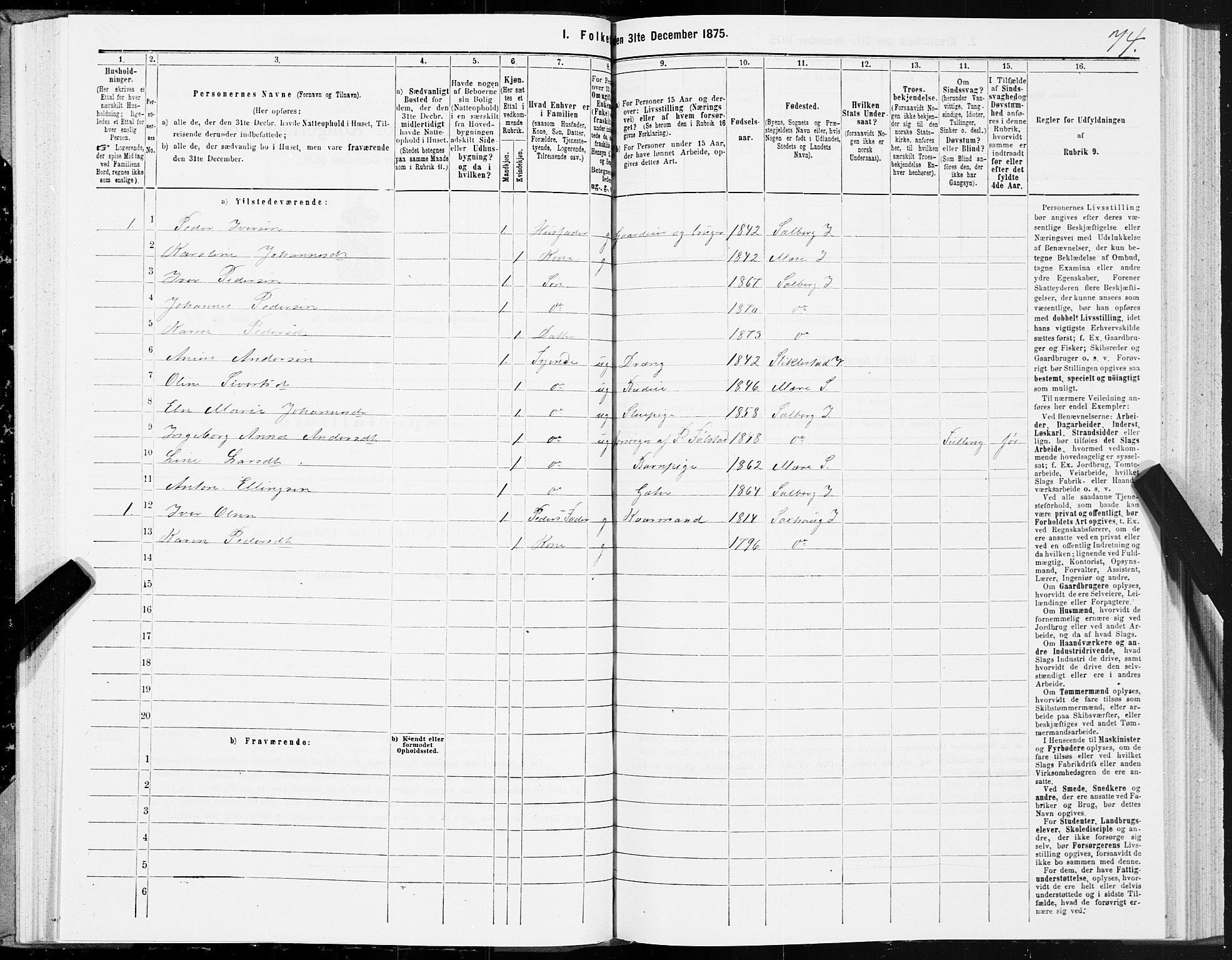 SAT, 1875 census for 1729P Inderøy, 1875, p. 5074