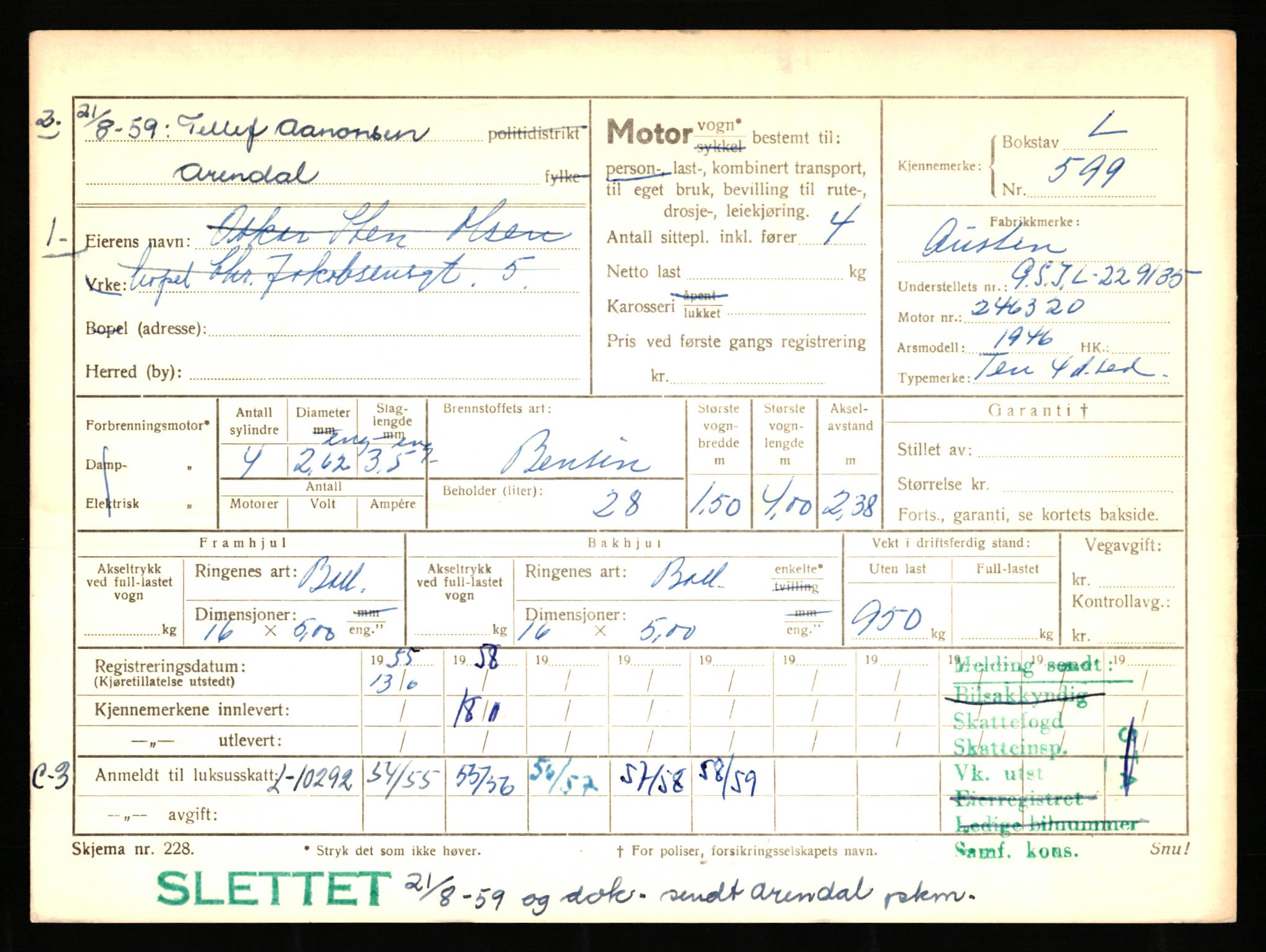 Stavanger trafikkstasjon, AV/SAST-A-101942/0/F/L0002: L-350 - L-699, 1930-1971, p. 1497