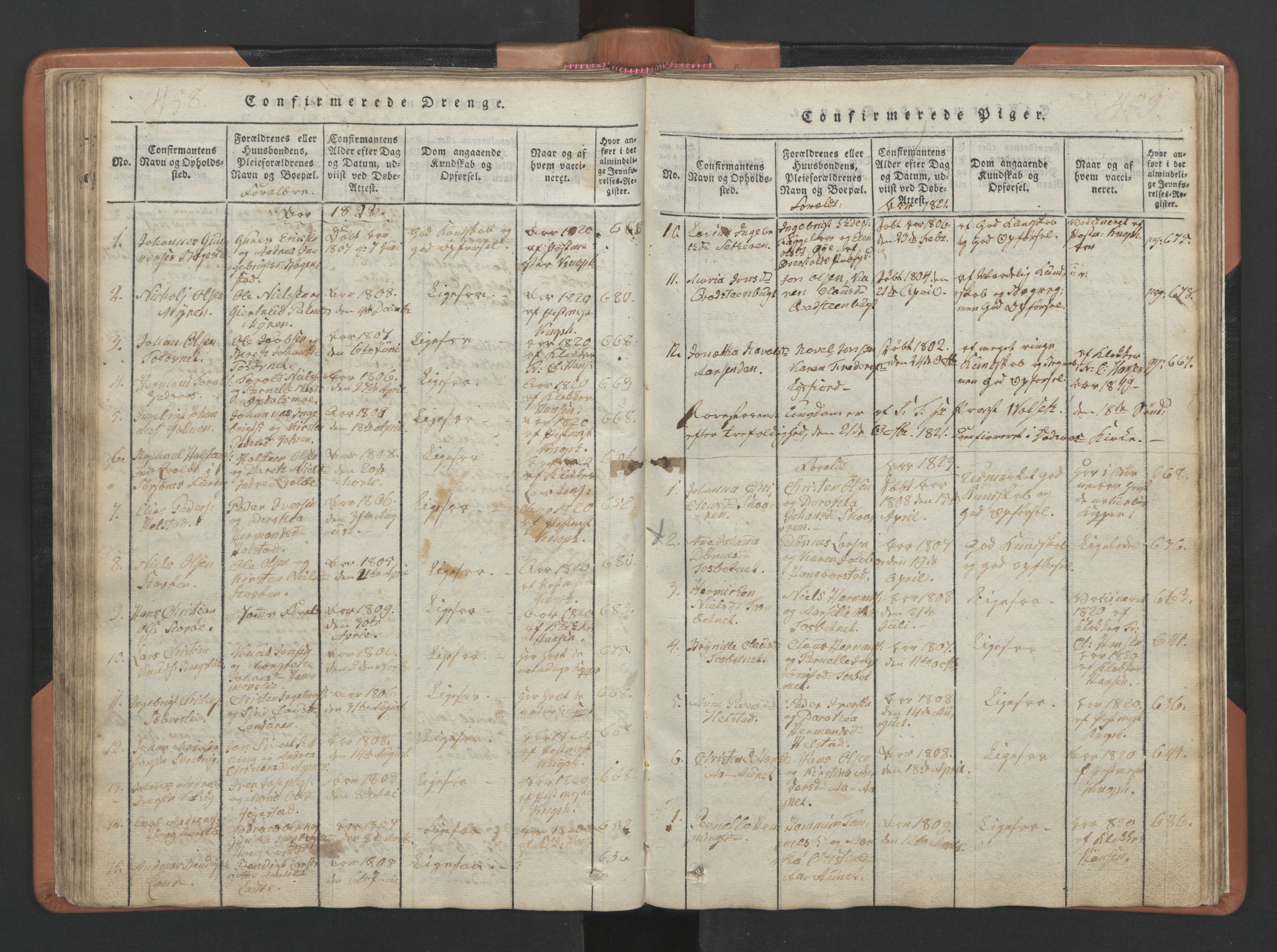 Ministerialprotokoller, klokkerbøker og fødselsregistre - Nordland, SAT/A-1459/810/L0157: Parish register (copy) no. 810C01, 1819-1842, p. 458-459