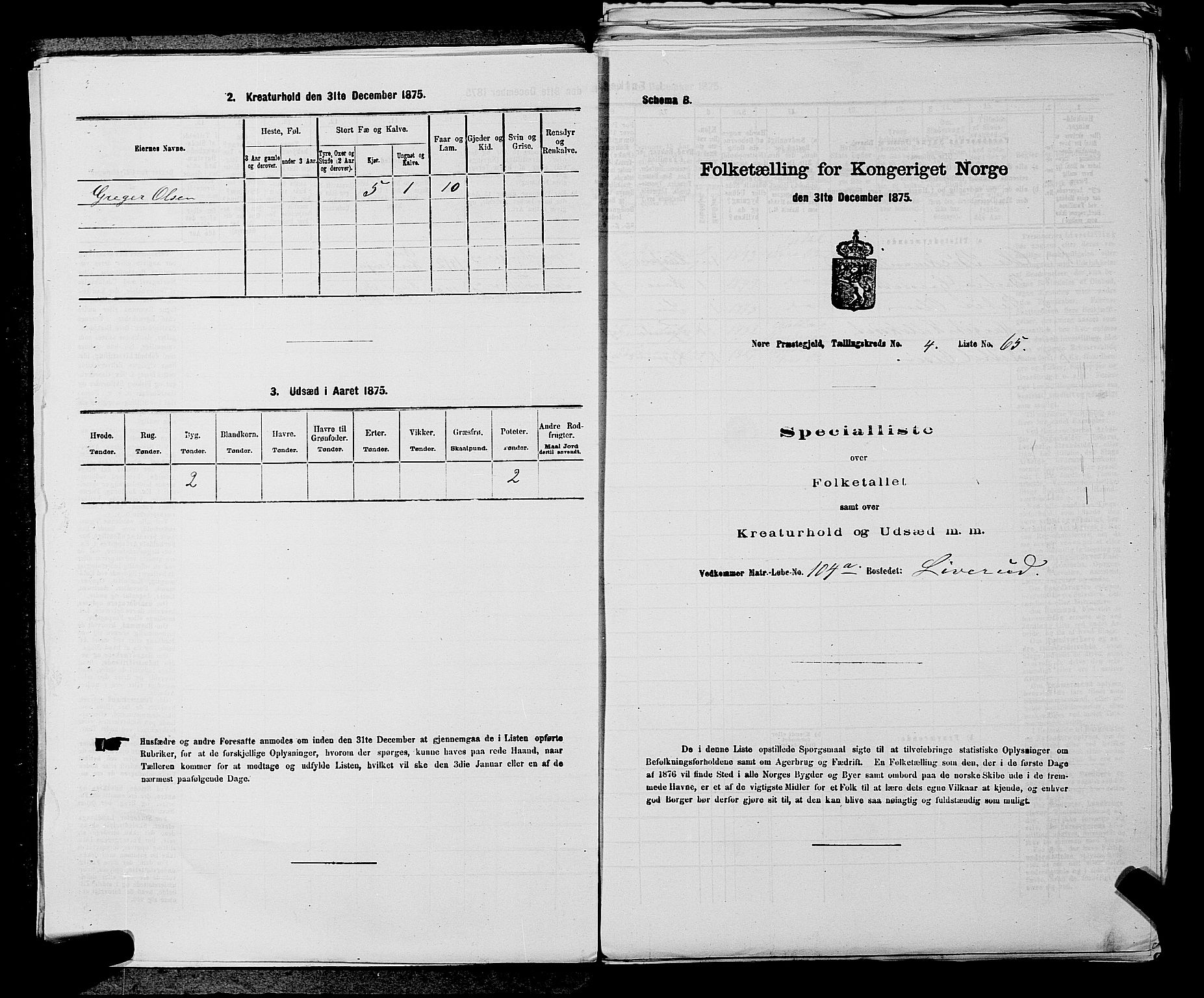 SAKO, 1875 census for 0633P Nore, 1875, p. 490
