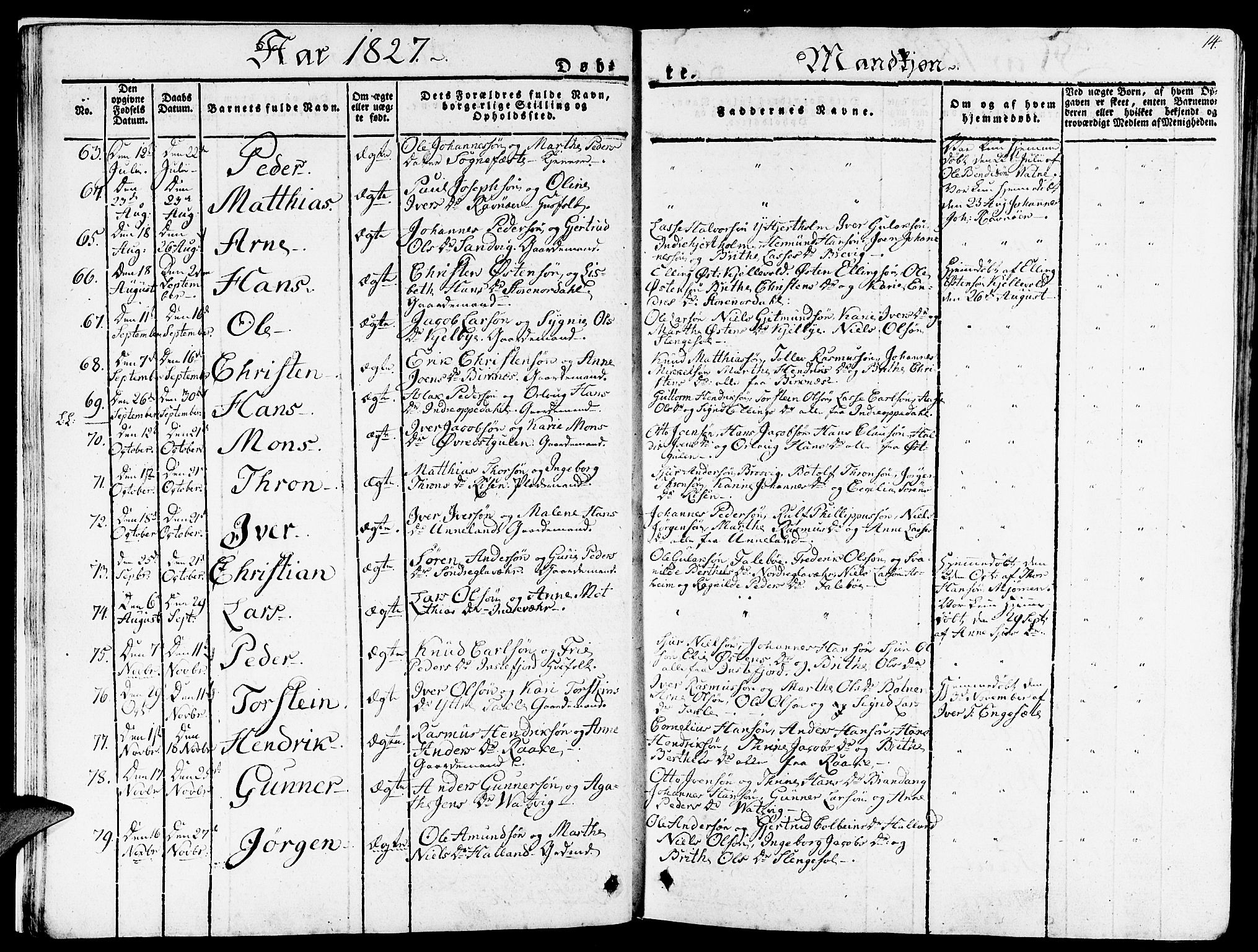 Gulen sokneprestembete, SAB/A-80201/H/Haa/Haaa/L0019: Parish register (official) no. A 19, 1826-1836, p. 14