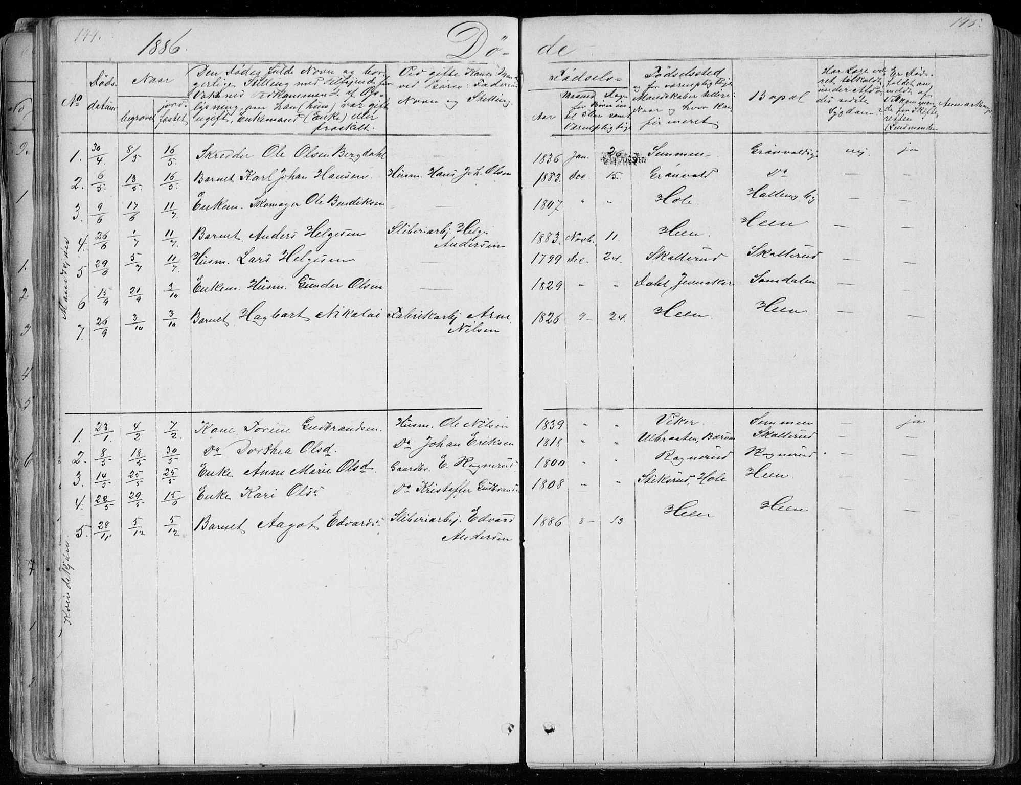 Ådal kirkebøker, SAKO/A-248/G/Gc/L0001: Parish register (copy) no. III 1, 1862-1898, p. 144-145