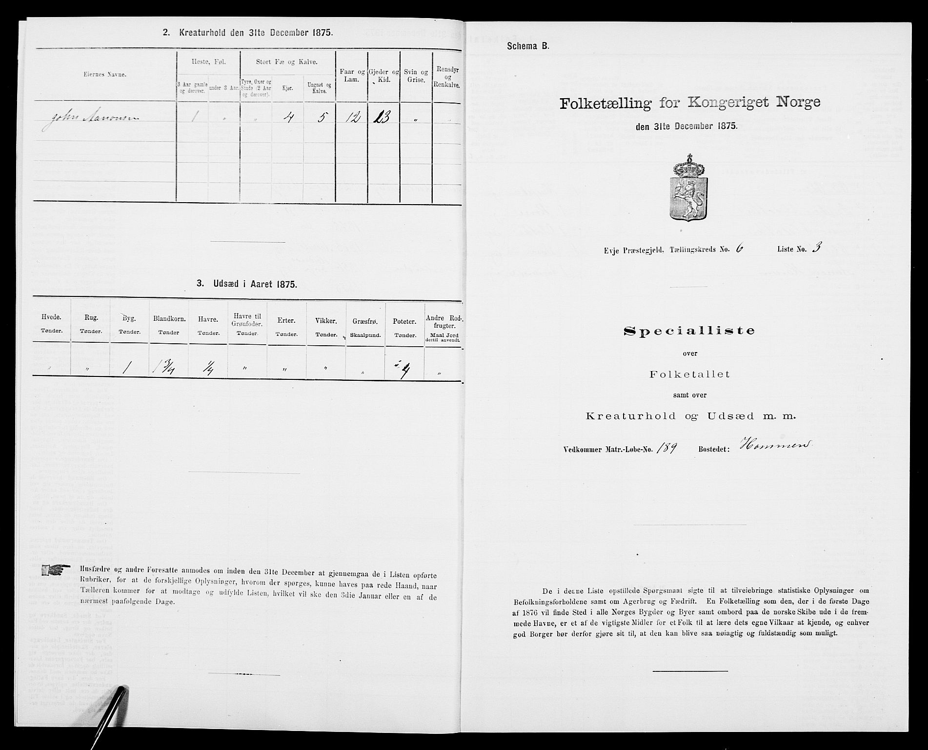 SAK, 1875 census for 0934P Evje, 1875, p. 513