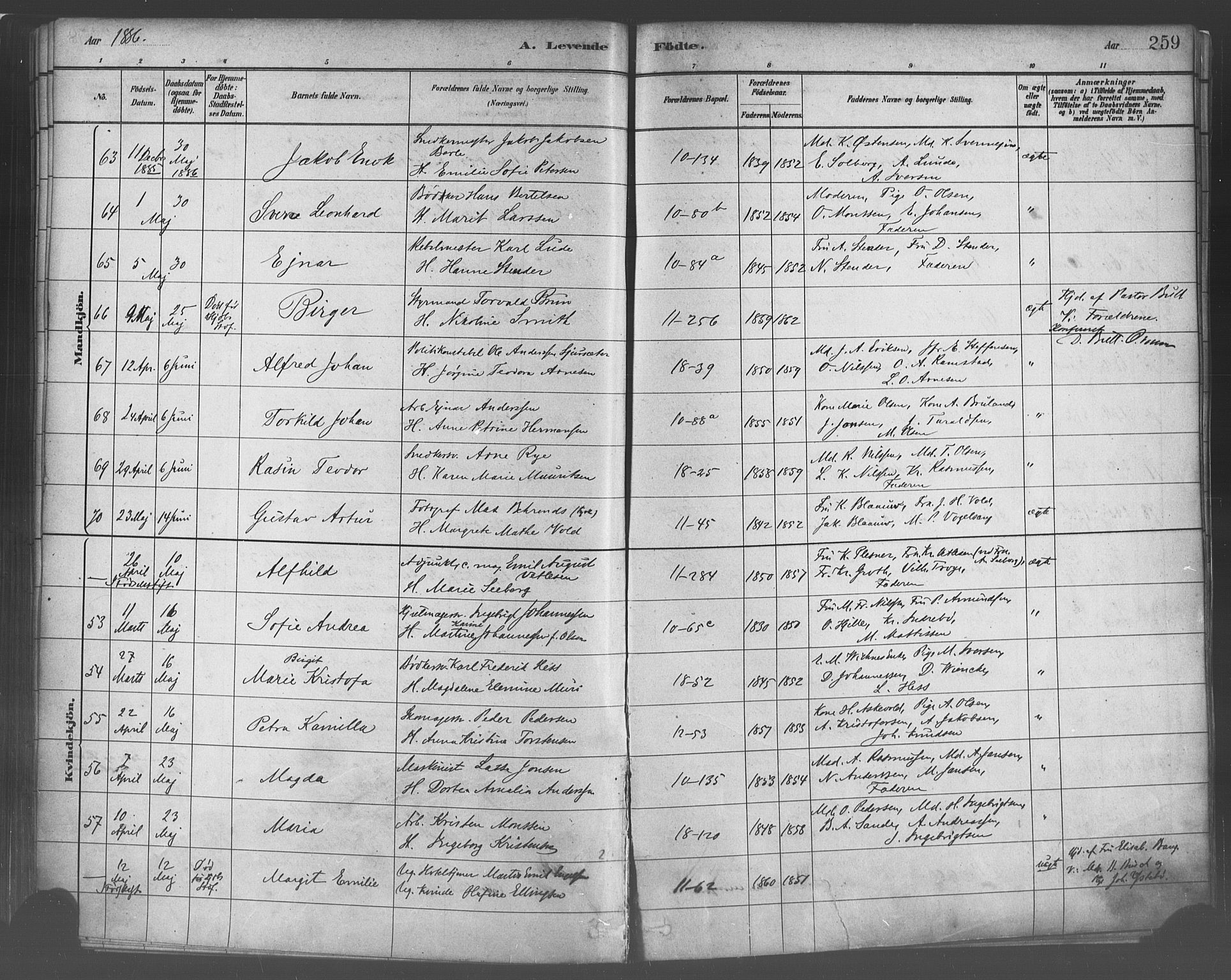 Domkirken sokneprestembete, AV/SAB-A-74801/H/Haa/L0023: Parish register (official) no. B 6, 1879-1887, p. 259