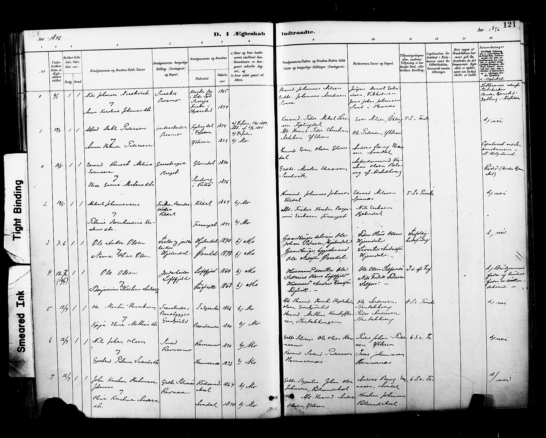 Ministerialprotokoller, klokkerbøker og fødselsregistre - Nordland, AV/SAT-A-1459/827/L0401: Parish register (official) no. 827A13, 1887-1905, p. 121