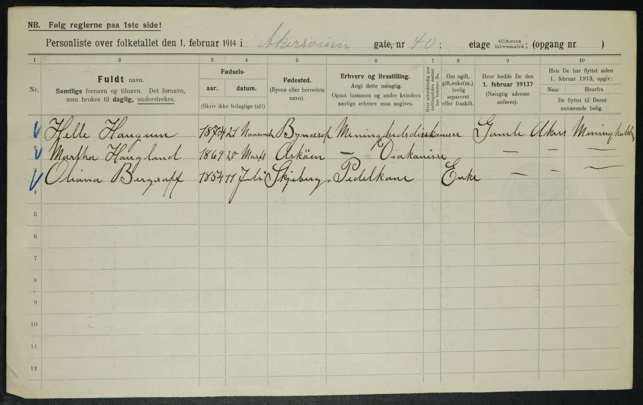 OBA, Municipal Census 1914 for Kristiania, 1914, p. 1018