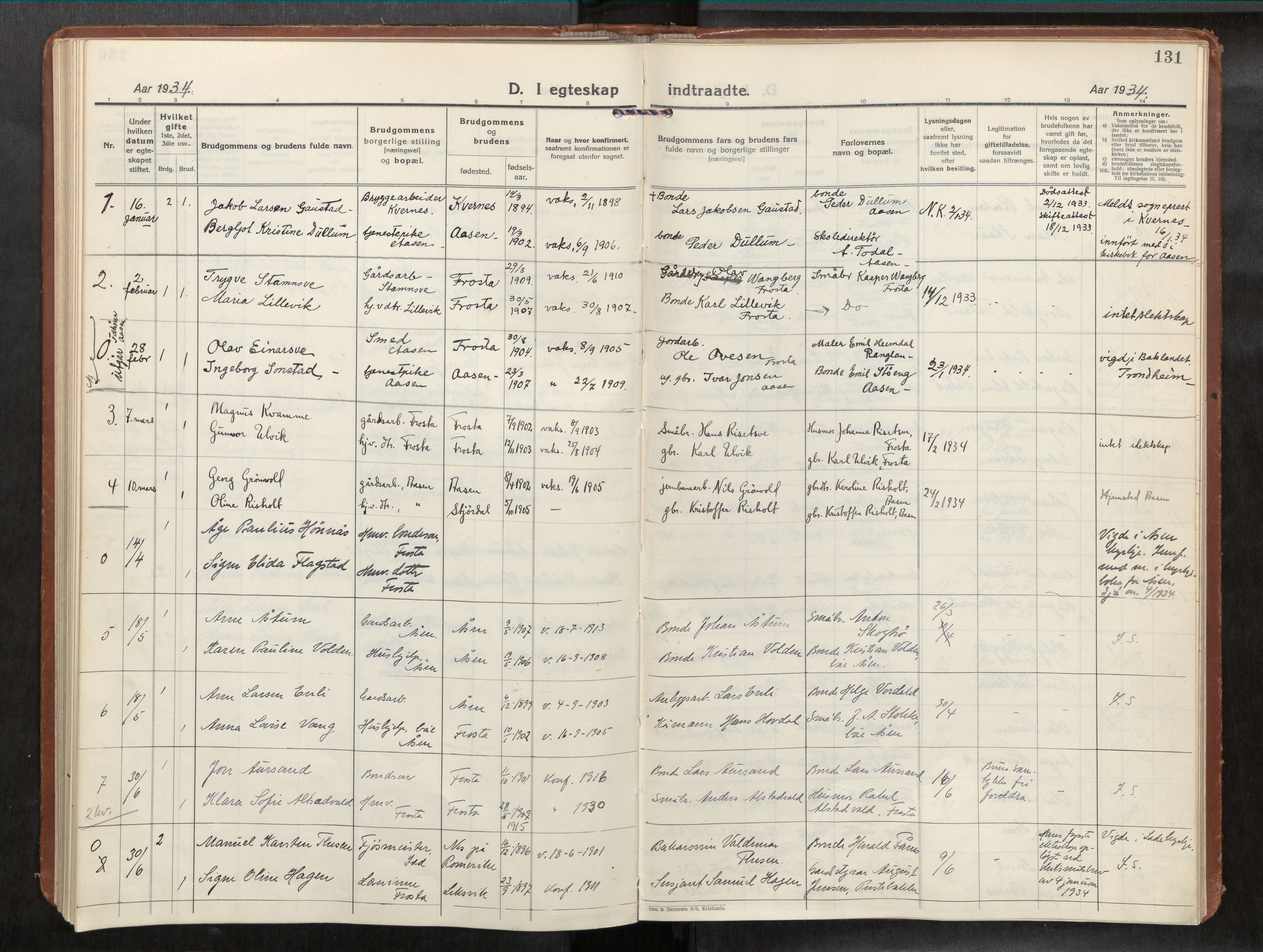 Frosta sokneprestkontor, AV/SAT-A-4380/2/H/Haa/L0001: Parish register (official) no. 1, 1926-1934, p. 131