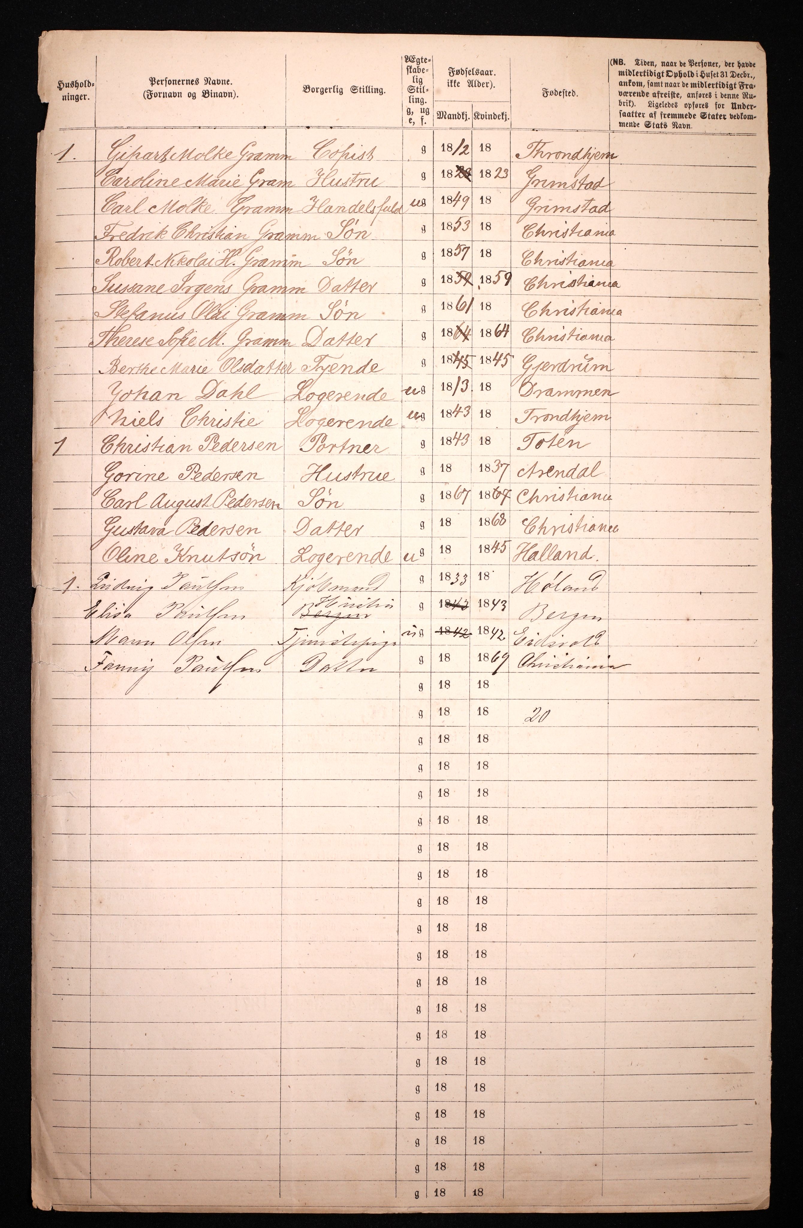 RA, 1870 census for 0301 Kristiania, 1870, p. 1118