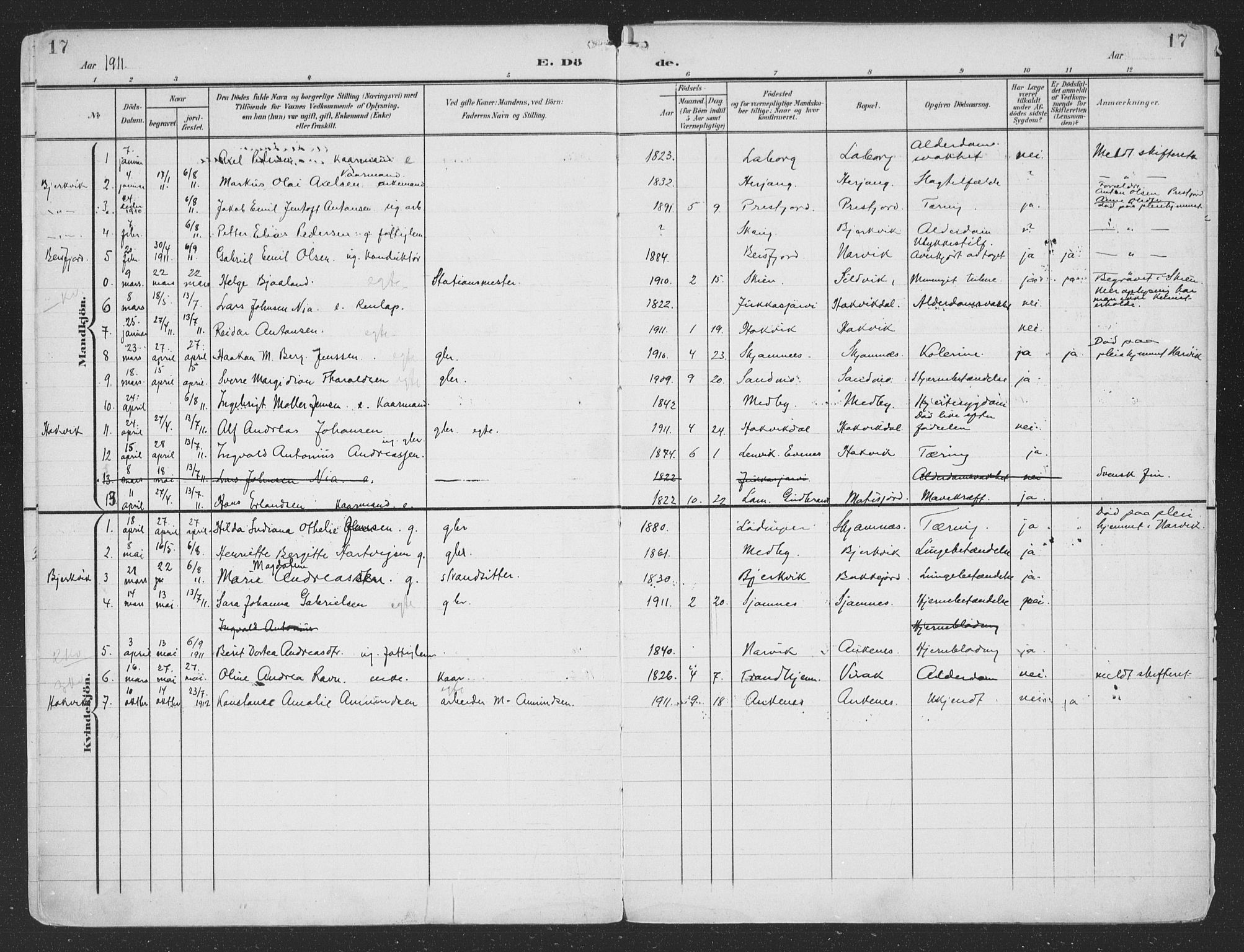Ministerialprotokoller, klokkerbøker og fødselsregistre - Nordland, SAT/A-1459/866/L0940: Parish register (official) no. 866A03, 1902-1926, p. 17
