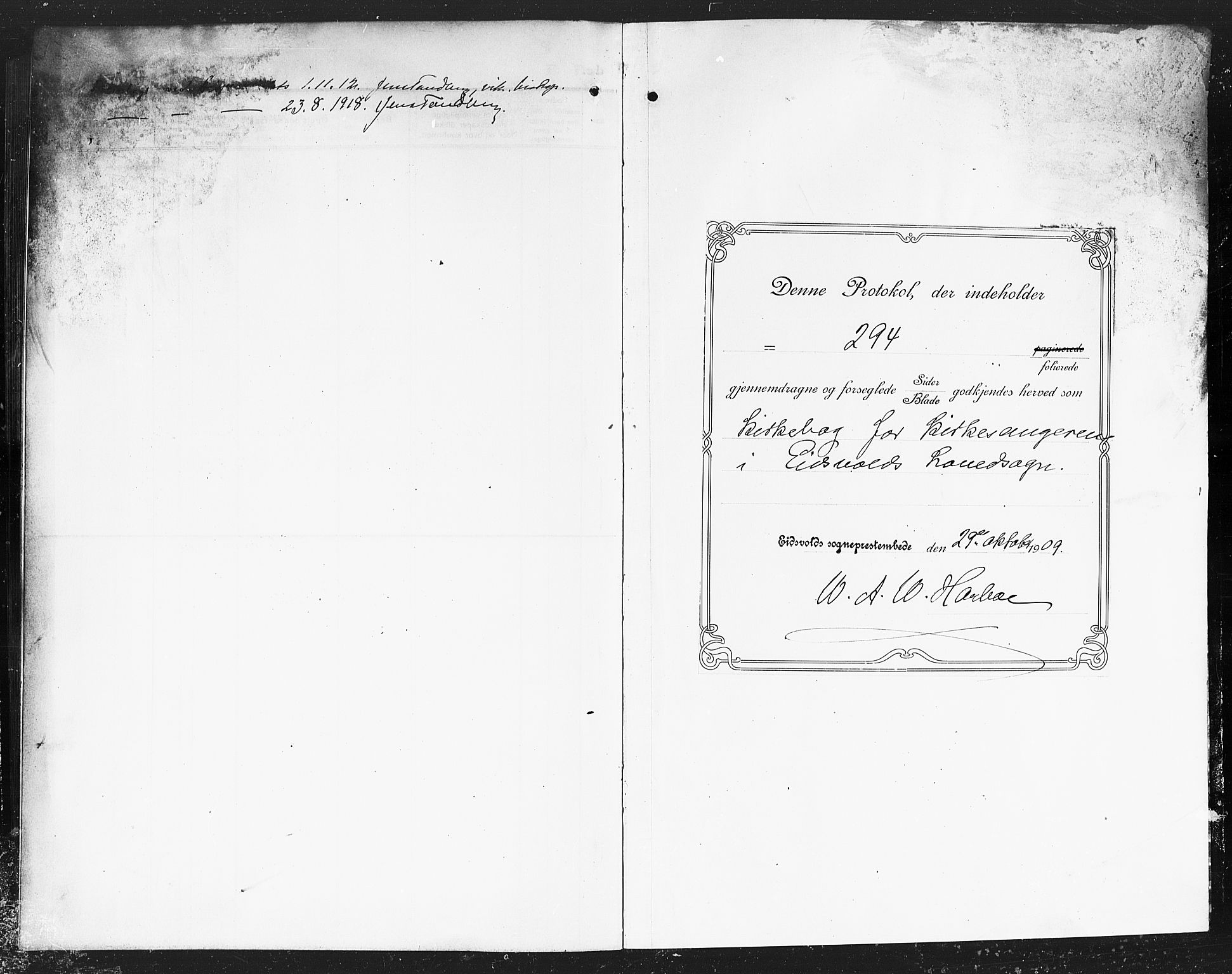 Eidsvoll prestekontor Kirkebøker, SAO/A-10888/G/Ga/L0008: Parish register (copy) no. I 8, 1909-1918