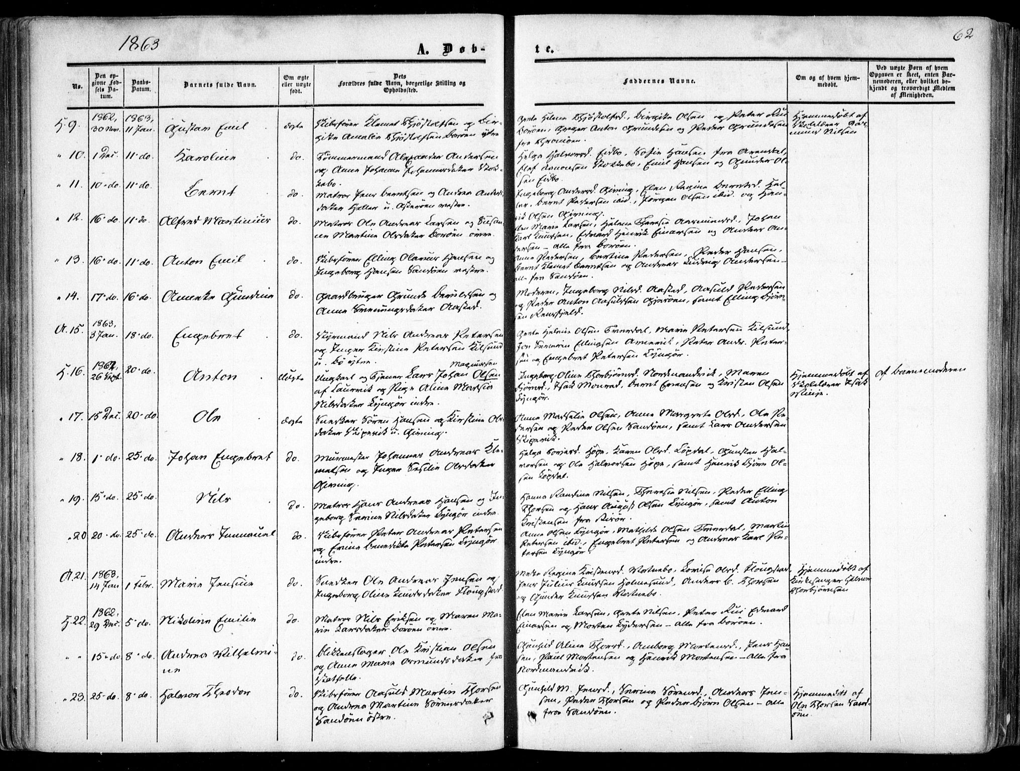 Dypvåg sokneprestkontor, AV/SAK-1111-0007/F/Fa/Faa/L0006: Parish register (official) no. A 6, 1855-1872, p. 62