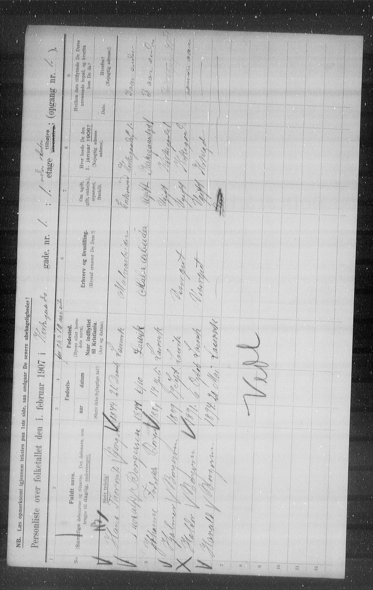 OBA, Municipal Census 1907 for Kristiania, 1907, p. 25508