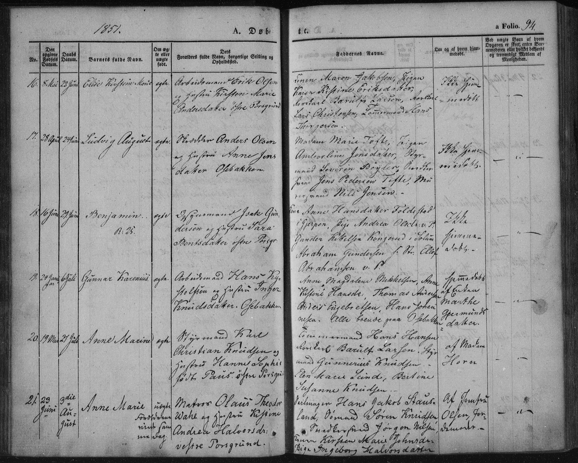 Porsgrunn kirkebøker , AV/SAKO-A-104/F/Fa/L0006: Parish register (official) no. 6, 1841-1857, p. 94