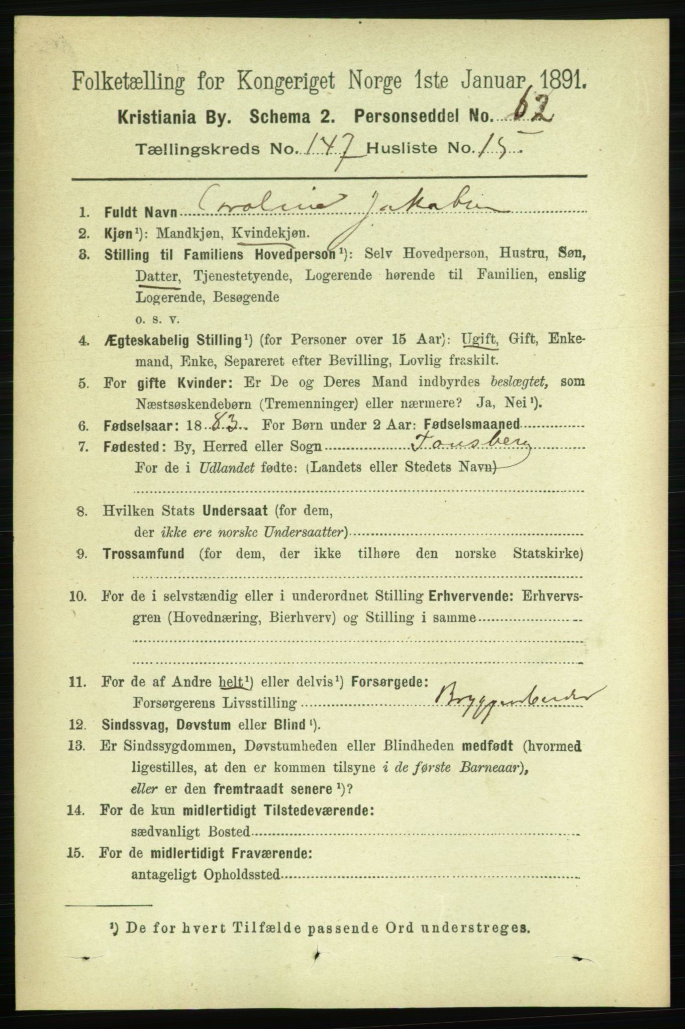 RA, 1891 census for 0301 Kristiania, 1891, p. 82090