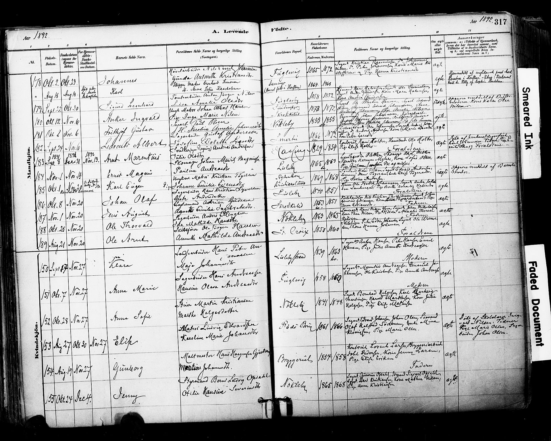 Glemmen prestekontor Kirkebøker, AV/SAO-A-10908/F/Fa/L0011: Parish register (official) no. 11, 1878-1917, p. 317