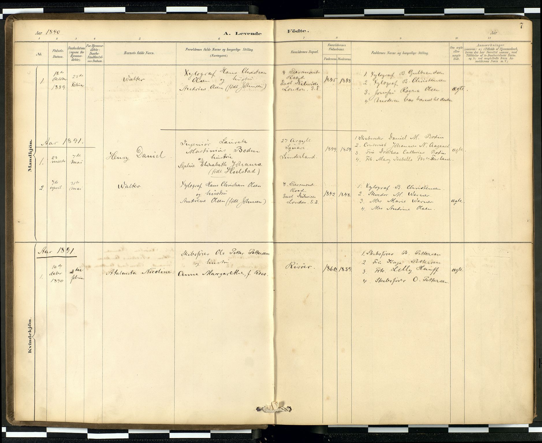 Den norske sjømannsmisjon i utlandet/London m/bistasjoner, SAB/SAB/PA-0103/H/Ha/L0002: Parish register (official) no. A 2, 1887-1903, p. 6b-7a