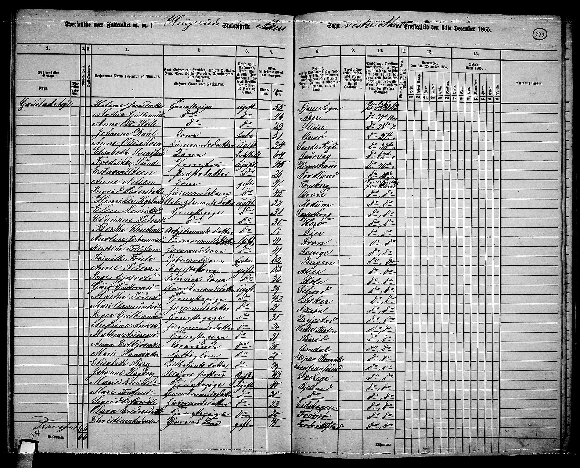 RA, 1865 census for Vestre Aker, 1865, p. 151