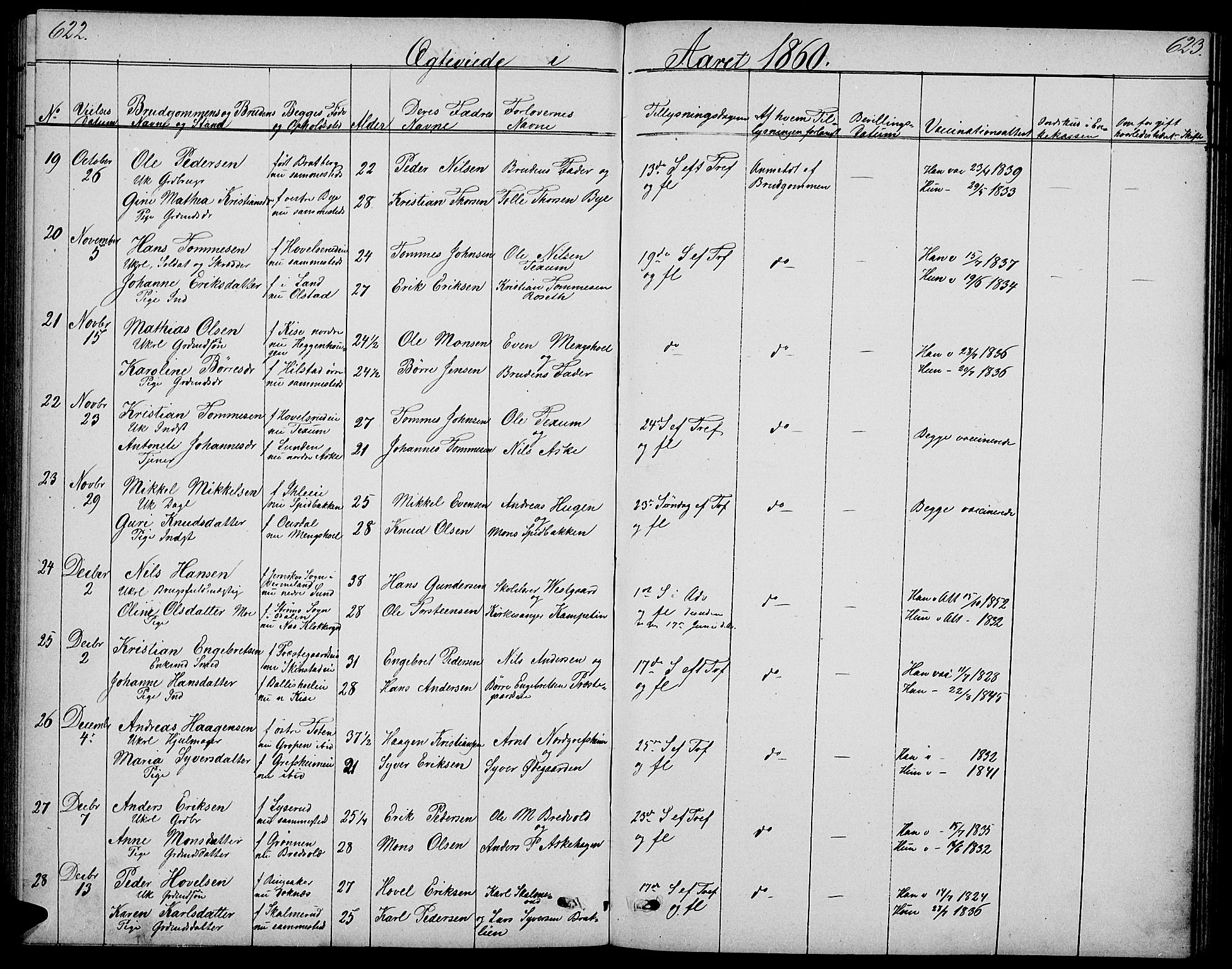 Nes prestekontor, Hedmark, SAH/PREST-020/L/La/L0005: Parish register (copy) no. 5, 1852-1889, p. 622-623