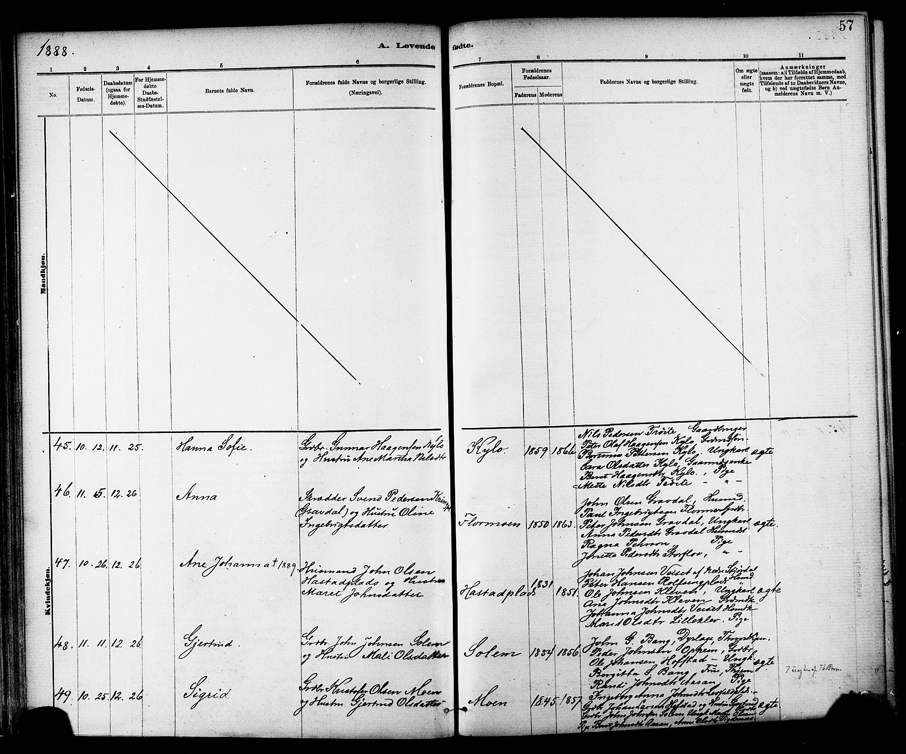 Ministerialprotokoller, klokkerbøker og fødselsregistre - Nord-Trøndelag, SAT/A-1458/703/L0030: Parish register (official) no. 703A03, 1880-1892, p. 57
