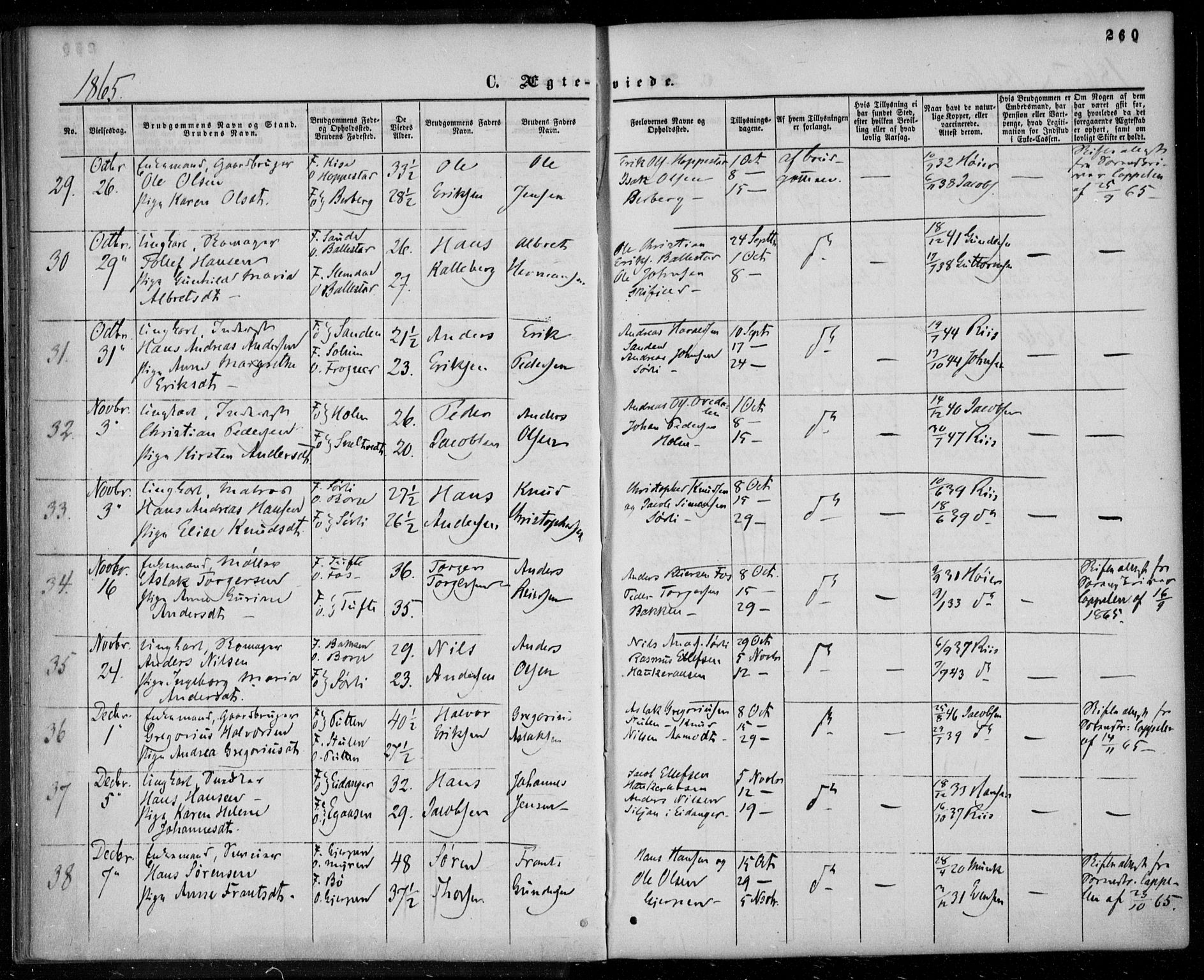 Gjerpen kirkebøker, SAKO/A-265/F/Fa/L0008b: Parish register (official) no. I 8B, 1857-1871, p. 260