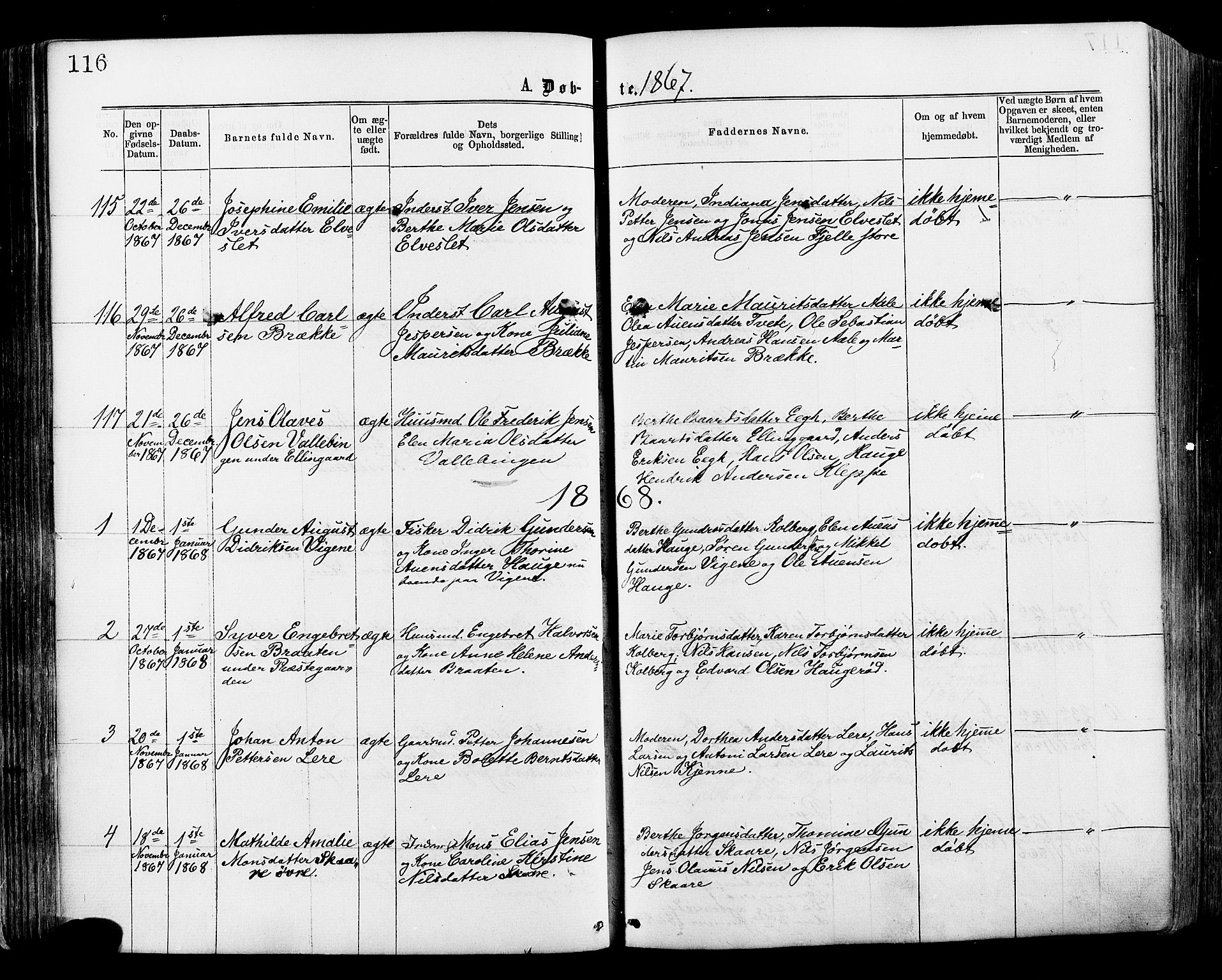 Onsøy prestekontor Kirkebøker, SAO/A-10914/F/Fa/L0004: Parish register (official) no. I 4, 1861-1877, p. 116