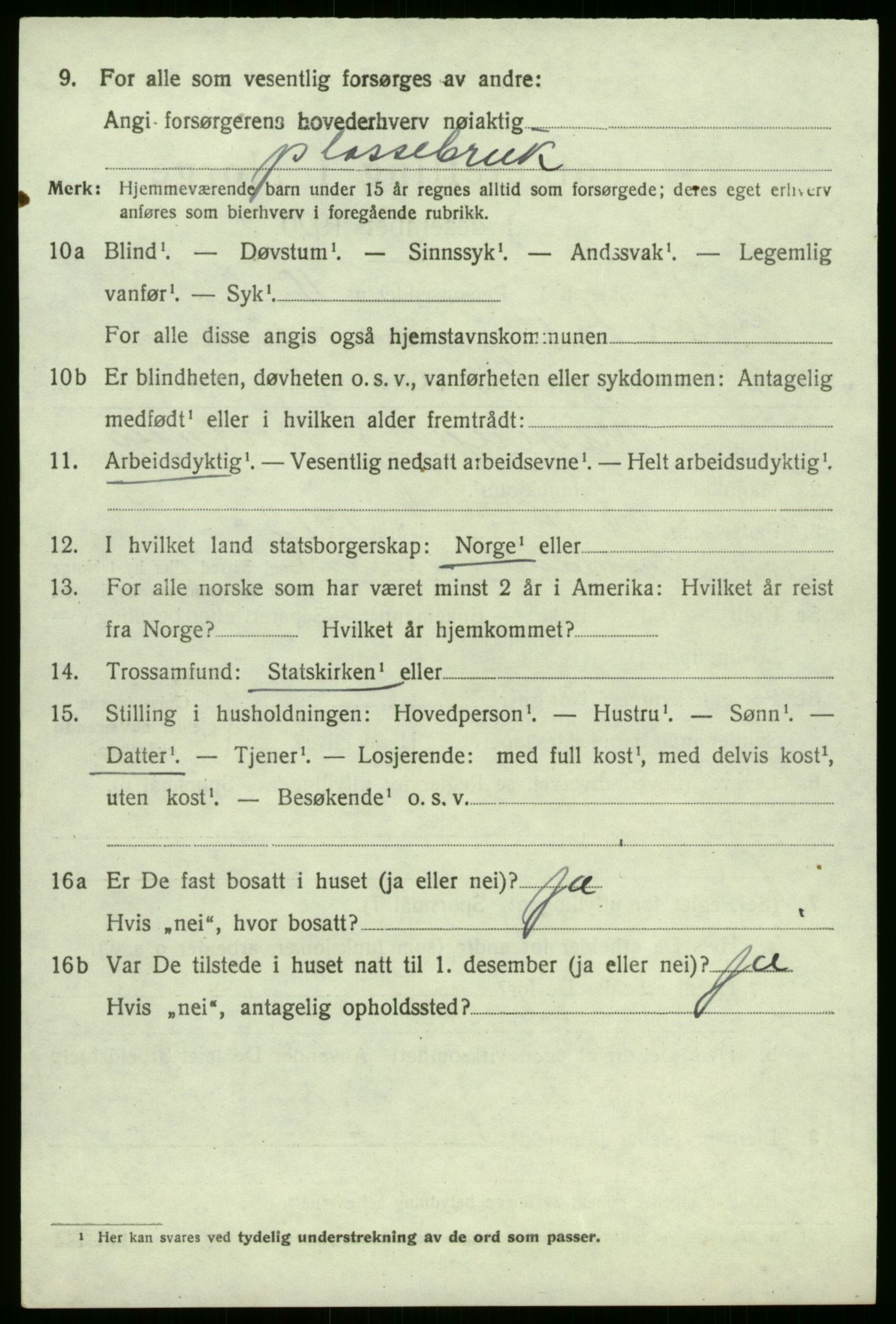 SAB, 1920 census for Årdal, 1920, p. 850