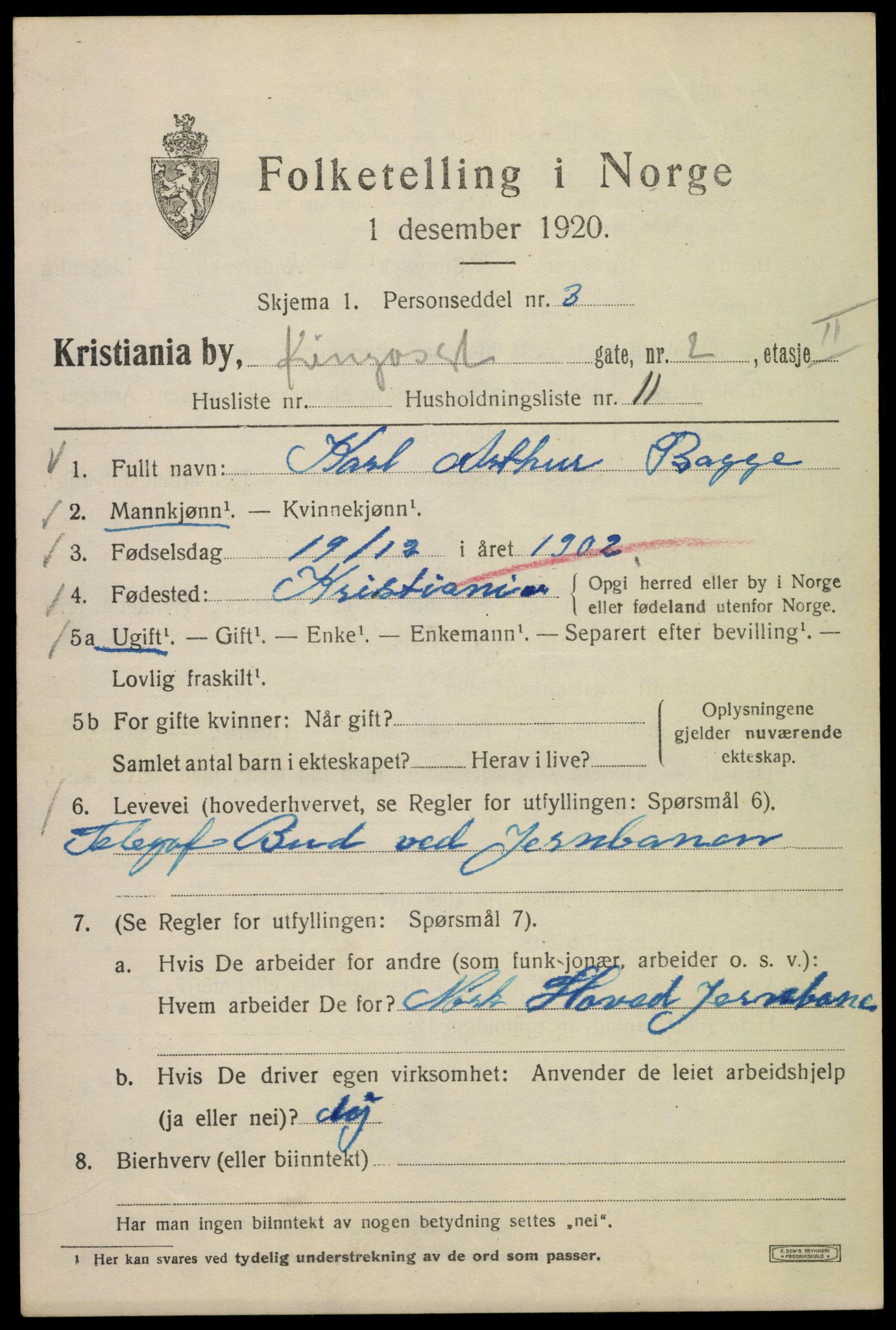 SAO, 1920 census for Kristiania, 1920, p. 332927