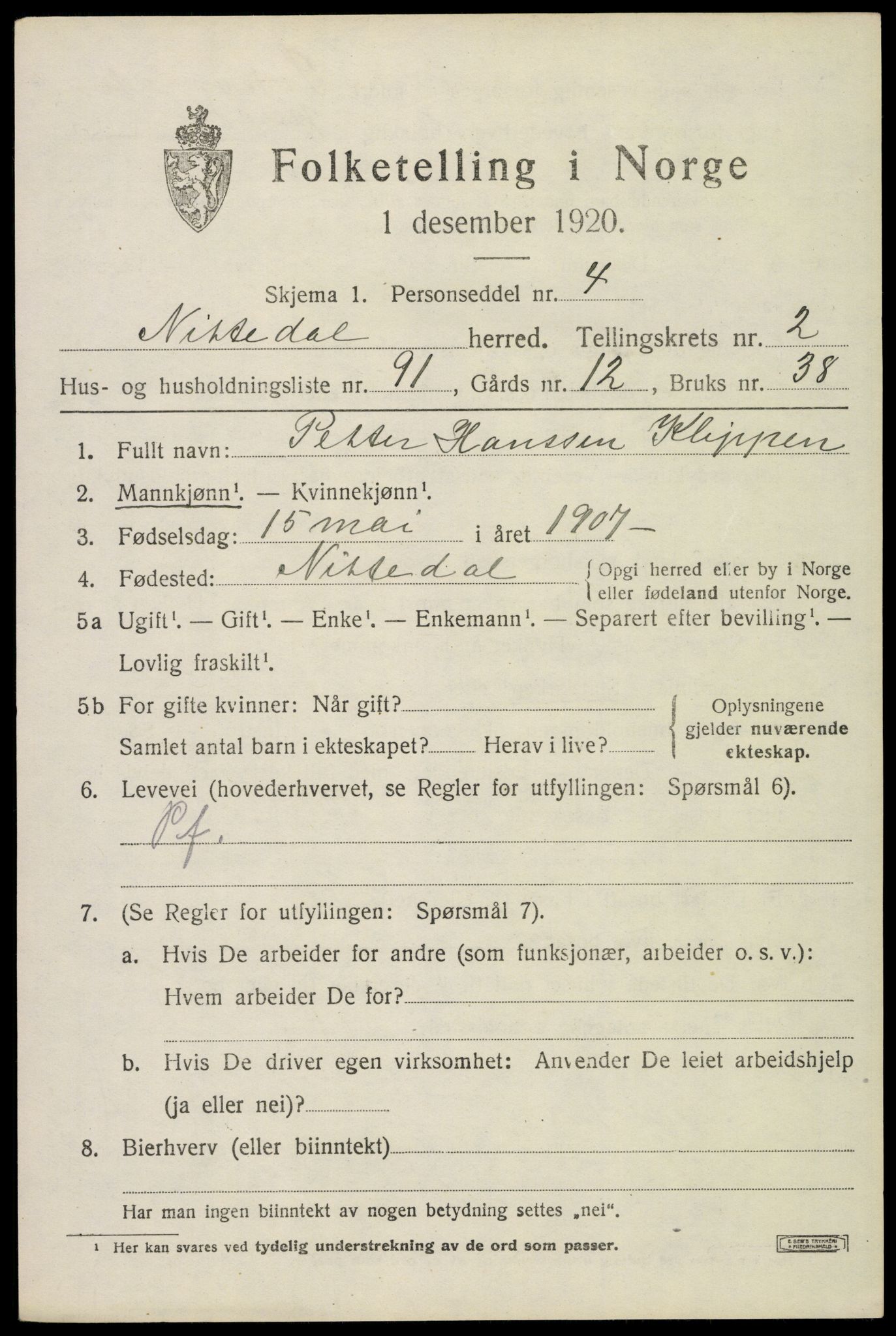 SAO, 1920 census for Nittedal, 1920, p. 2792